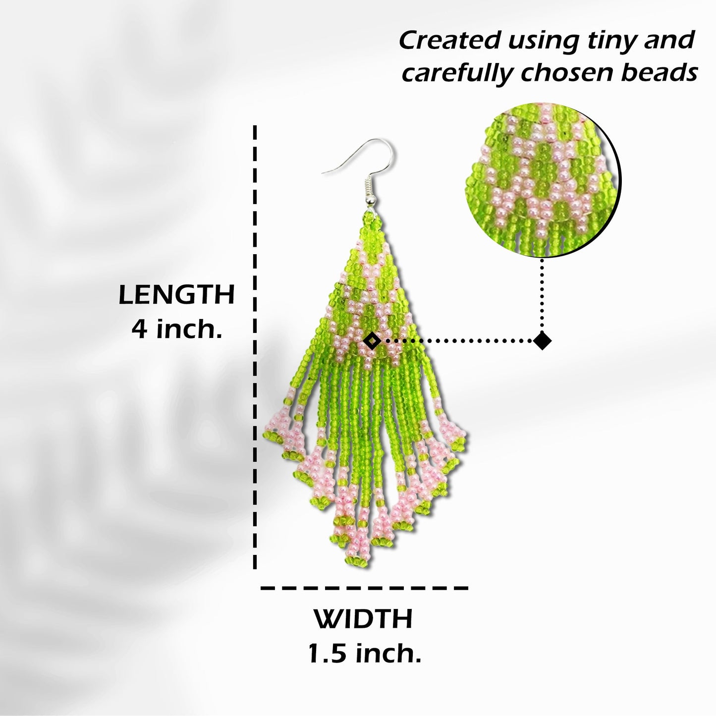 Olive Green Seed Beaded Handmade Earrings For Women