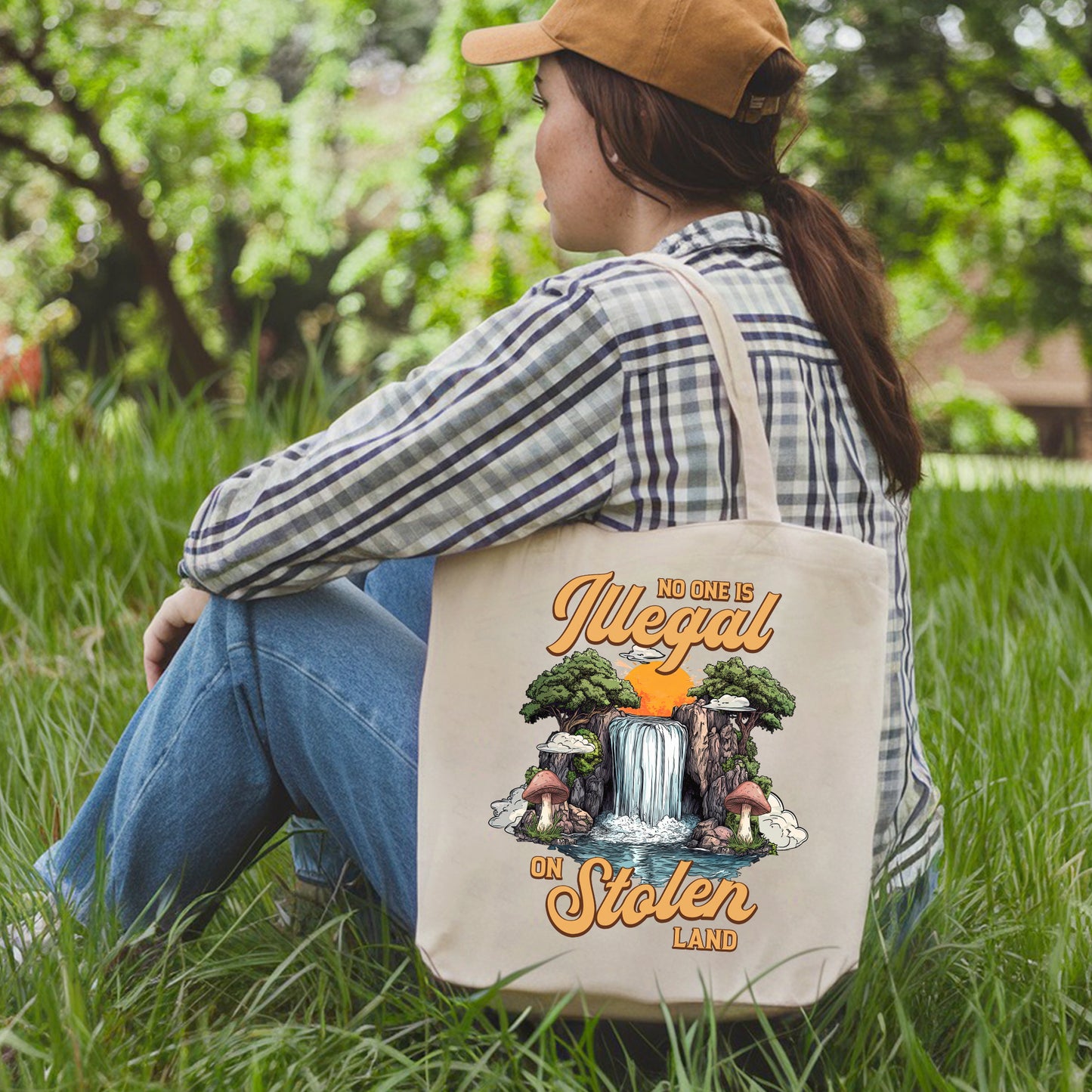 NO ONE IS ILLEGAL ON STOLEN LAND. WE WALK ON NATIVE LAND - Tote Bag S21
