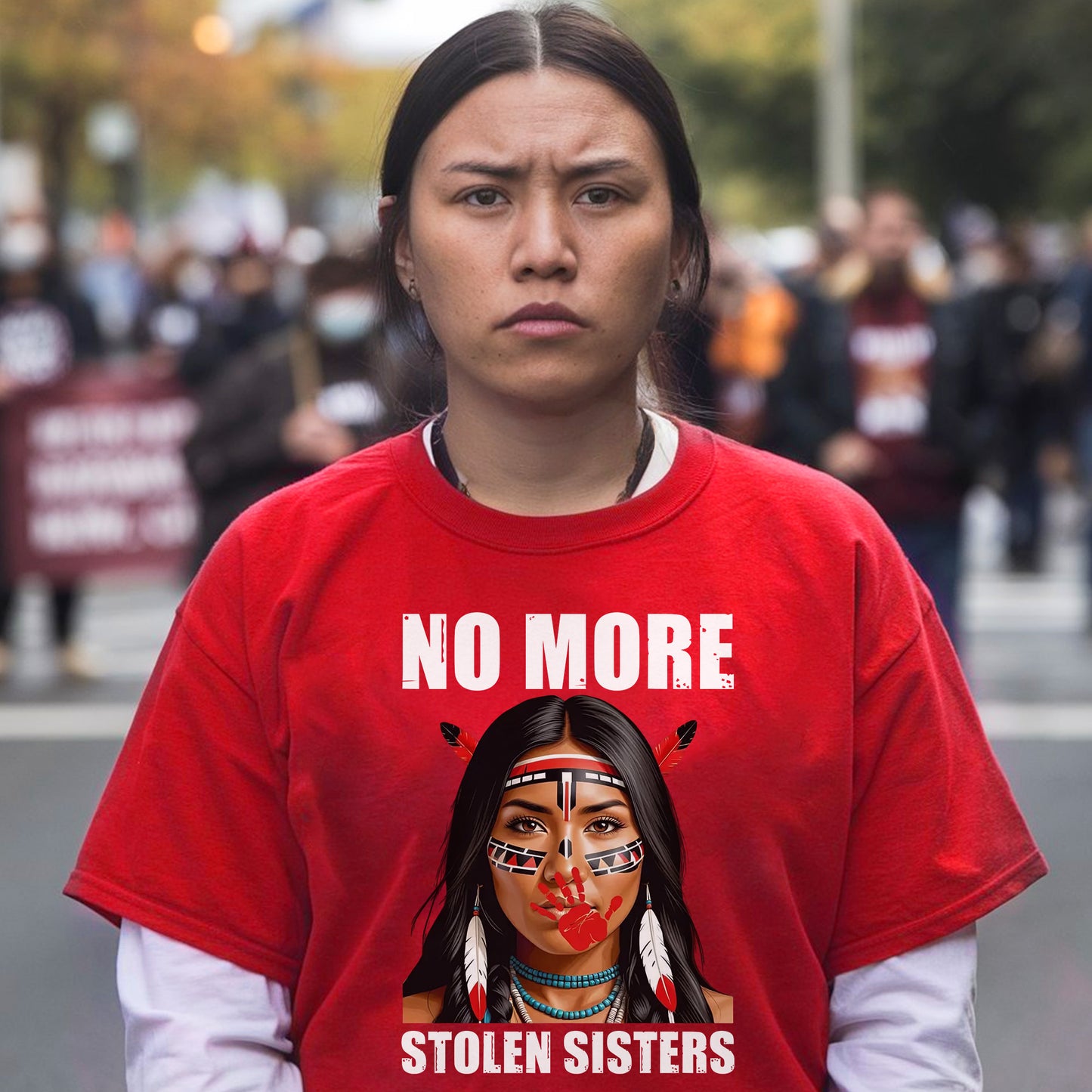 No More Stolen Sisters Red Hand - MMIW Unisex T-Shirt/Hoodie/V-Neck/Sweatshirt