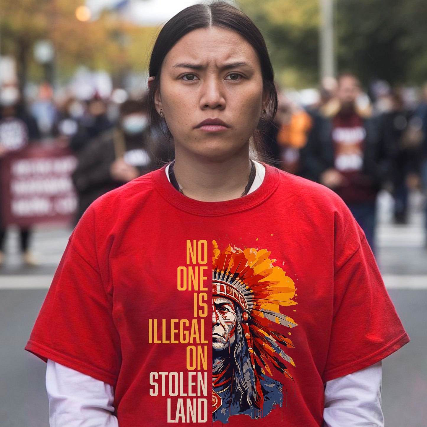 NO ONE IS ILLEGAL ON STOLEN LAND Unisex T-Shirt/T-Shirt V-Neck/Hoodie/Sweatshirt