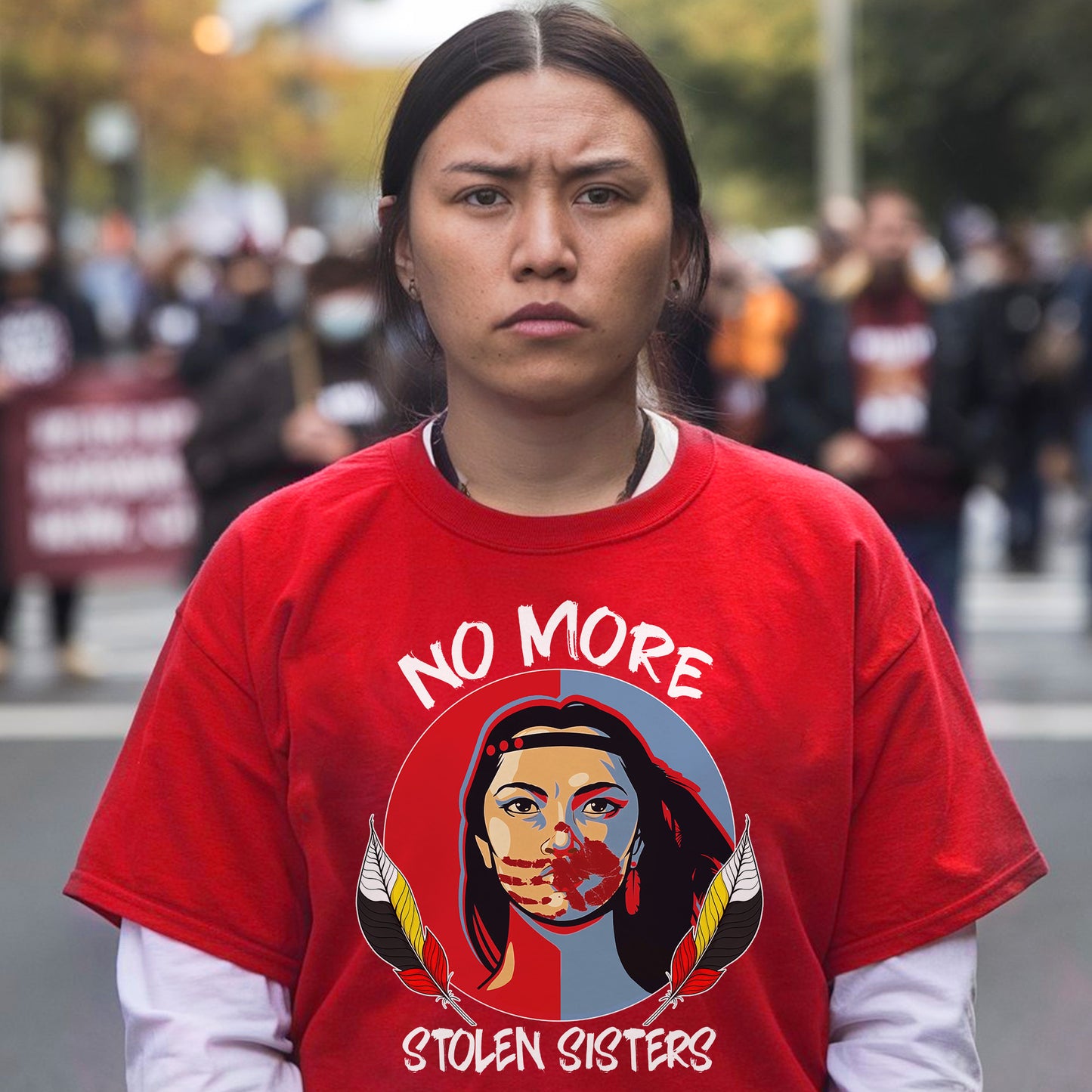 MMIW No More Stolen Sisters Red Hand Indigenous Women Empowerment Unisex T-Shirt/T-Shirt V-Neck/Hoodie/Sweatshirt
