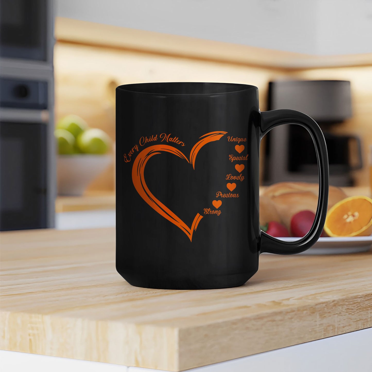 Every Child Matters Orange Heart Ceramic Coffee Mug - Native American Awareness Mug, Support for Indigenous Children