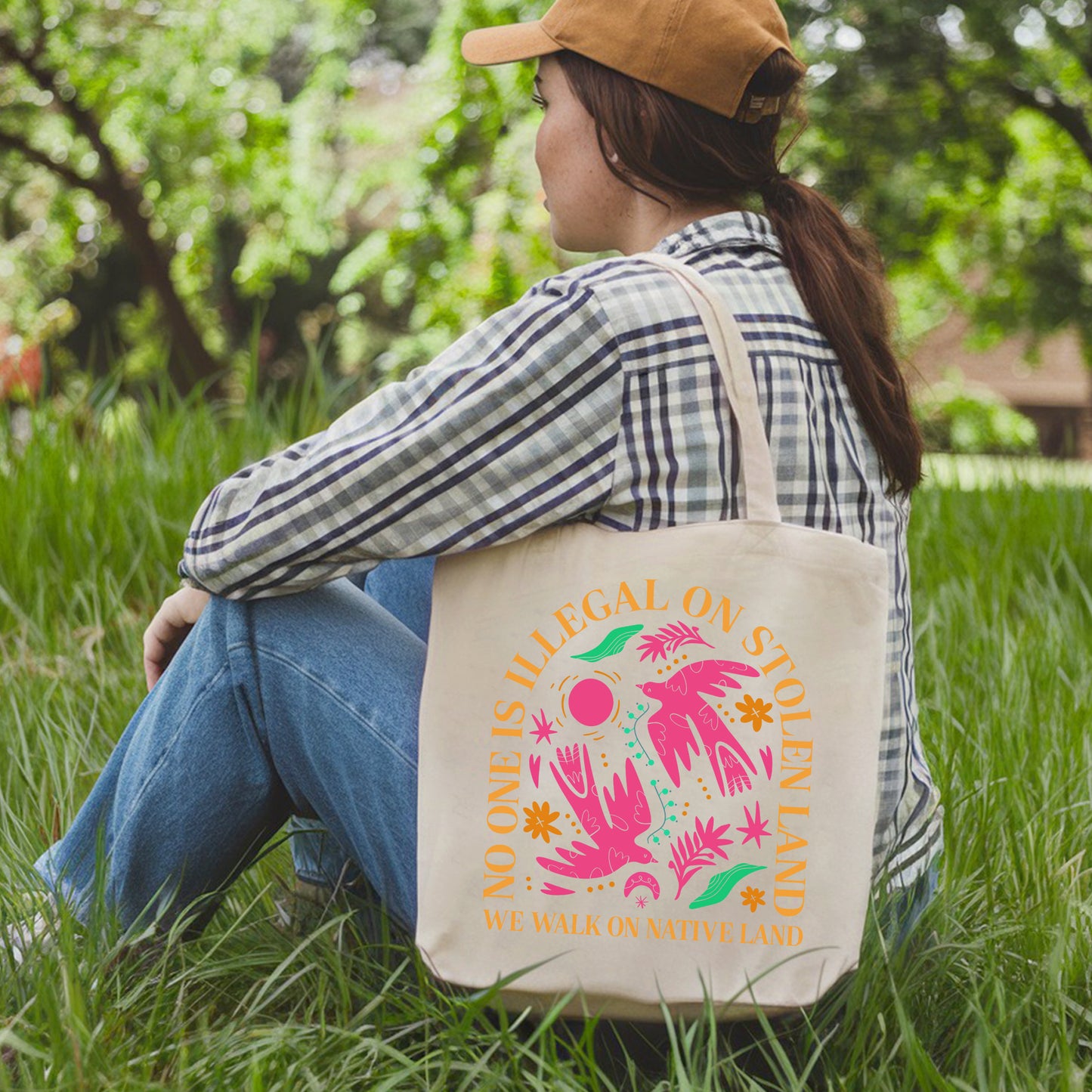 NO ONE IS ILLEGAL ON STOLEN LAND. WE WALK ON NATIVE LAND - Tote Bag S15