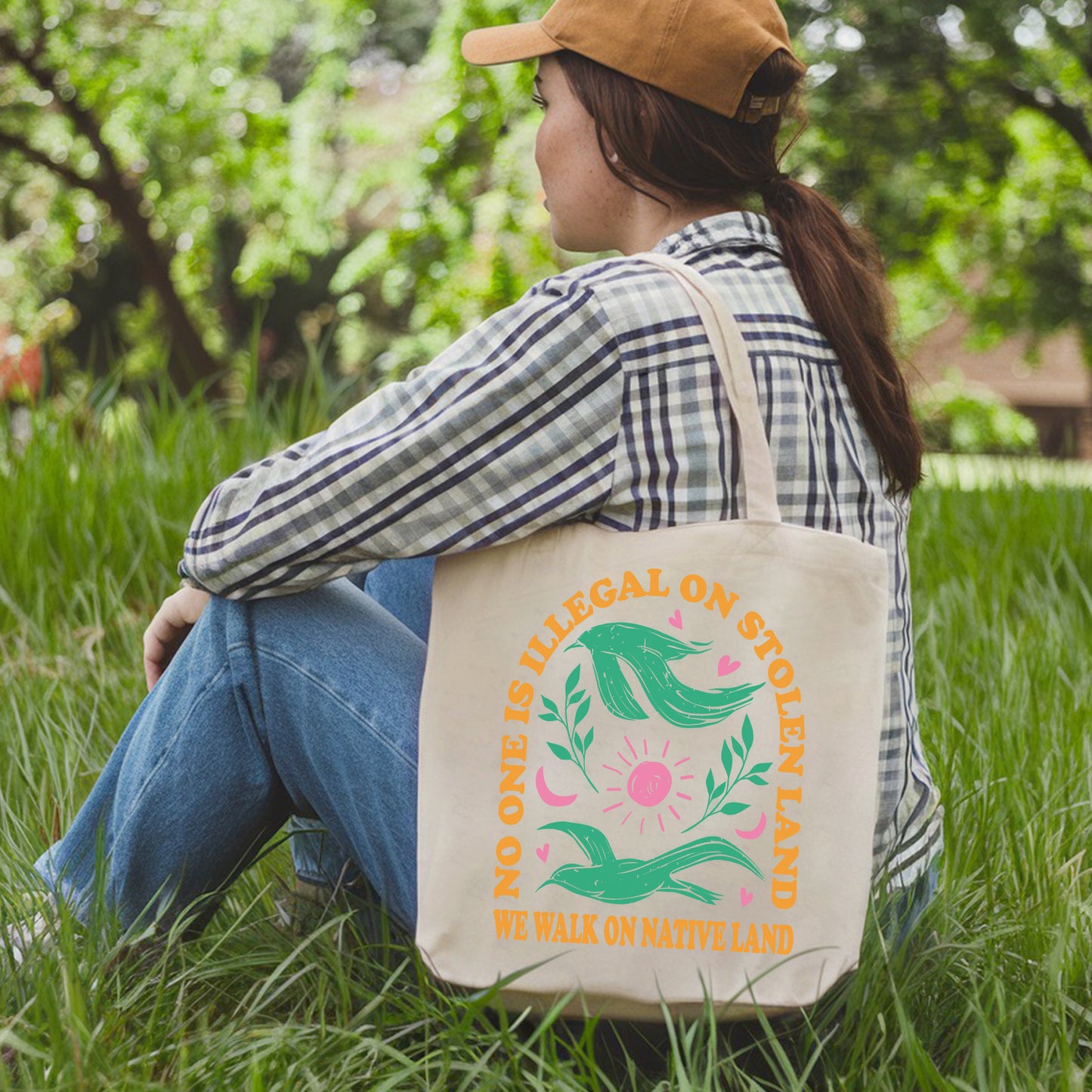 NO ONE IS ILLEGAL ON STOLEN LAND. WE WALK ON NATIVE LAND - Tote Bag S17