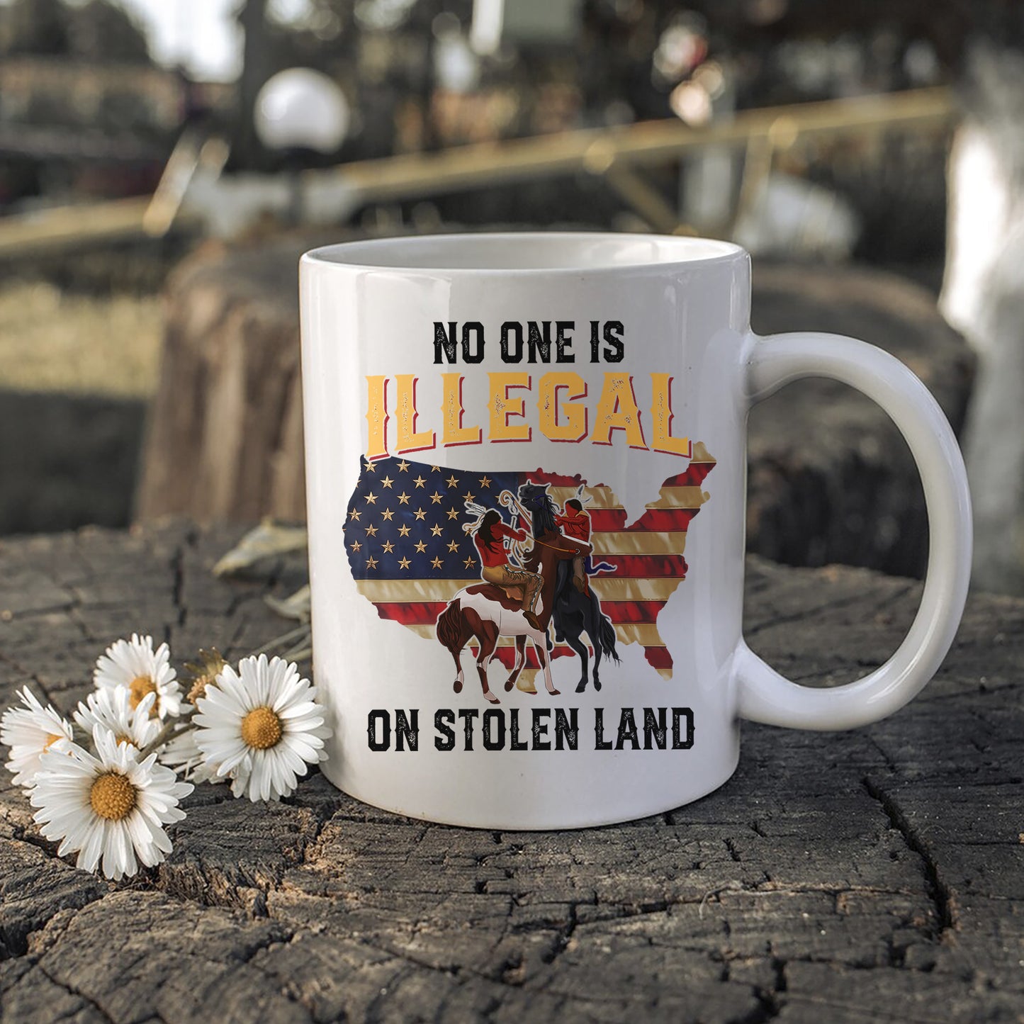 No One Is Illegal On Stolen Land Ceramic Coffee Mug 05