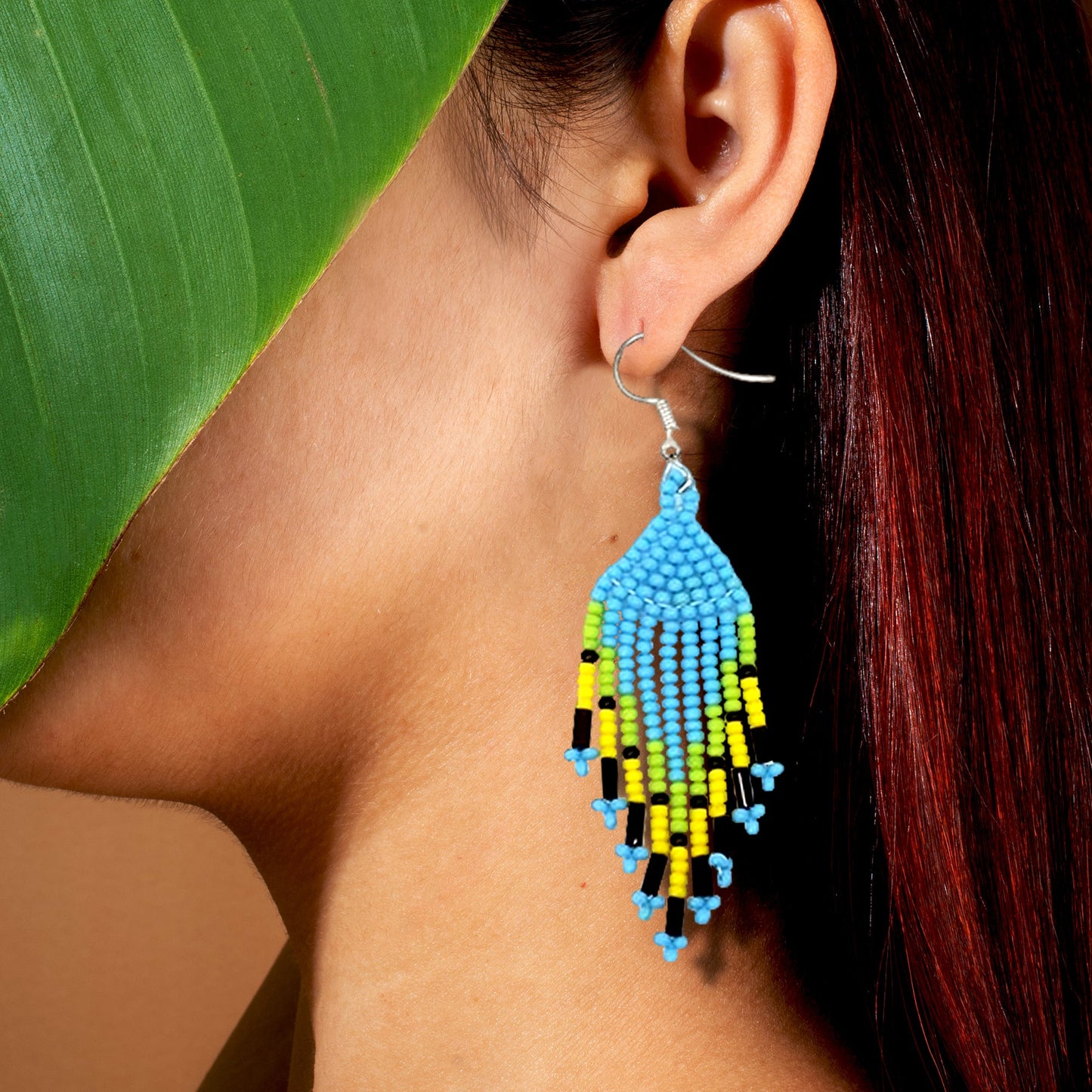 New Handmade Black Blue Turtle Long Necklace Earring Set