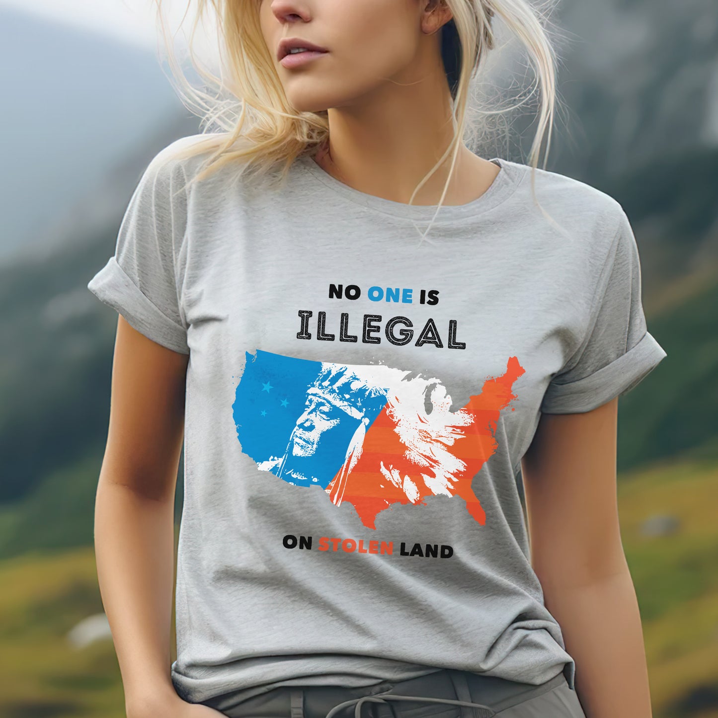 NO ONE IS ILLEGAL ON STOLEN LAND. WE WALK ON NATIVE LAND 22 - One sides - Unisex T-Shirt/T-Shirt V-Neck/Hoodie/Sweatshirt