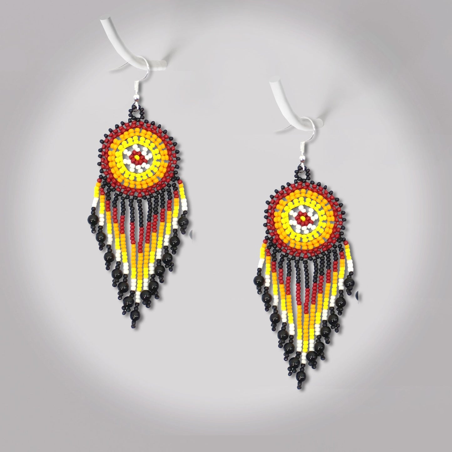 Black Medallion Beaded Handmade Earrings For Women