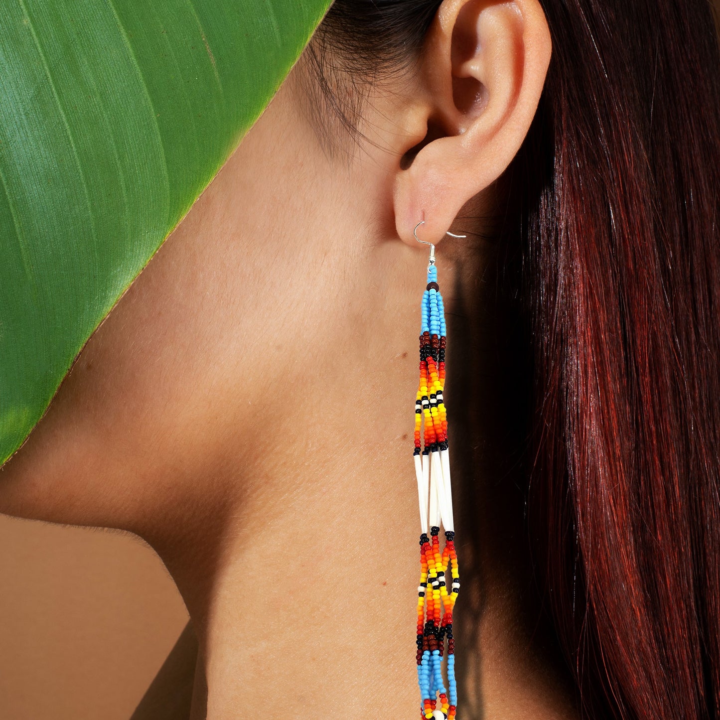 Multi-Color Long Beaded Handmade Earrings For Women