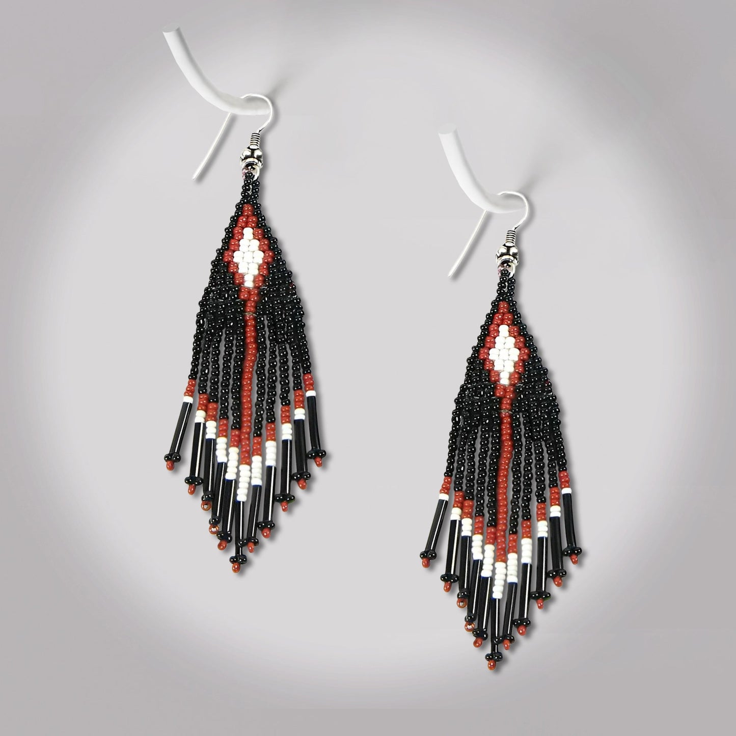 Black Seed Bead Pattern Beaded Handmade Earrings For Women