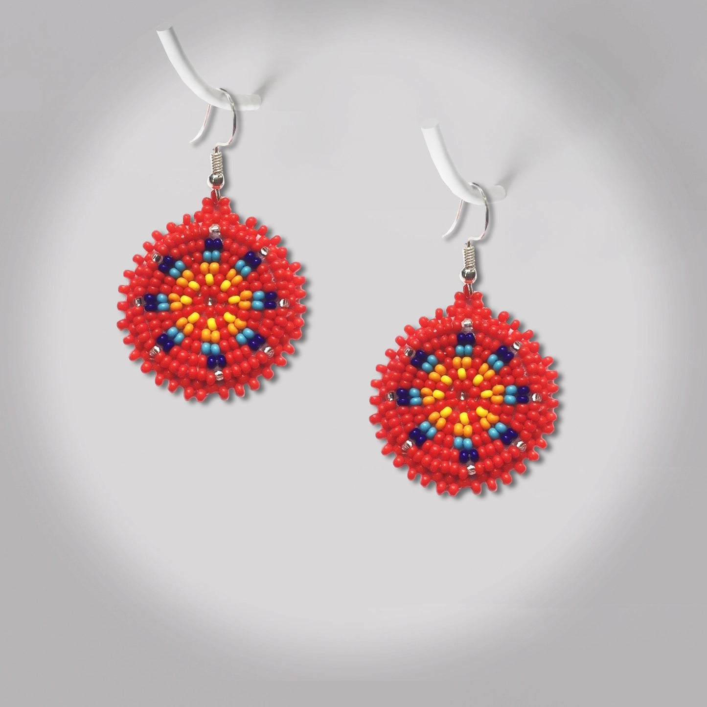 Cute Round Red Beaded Handmade Earrings For Women