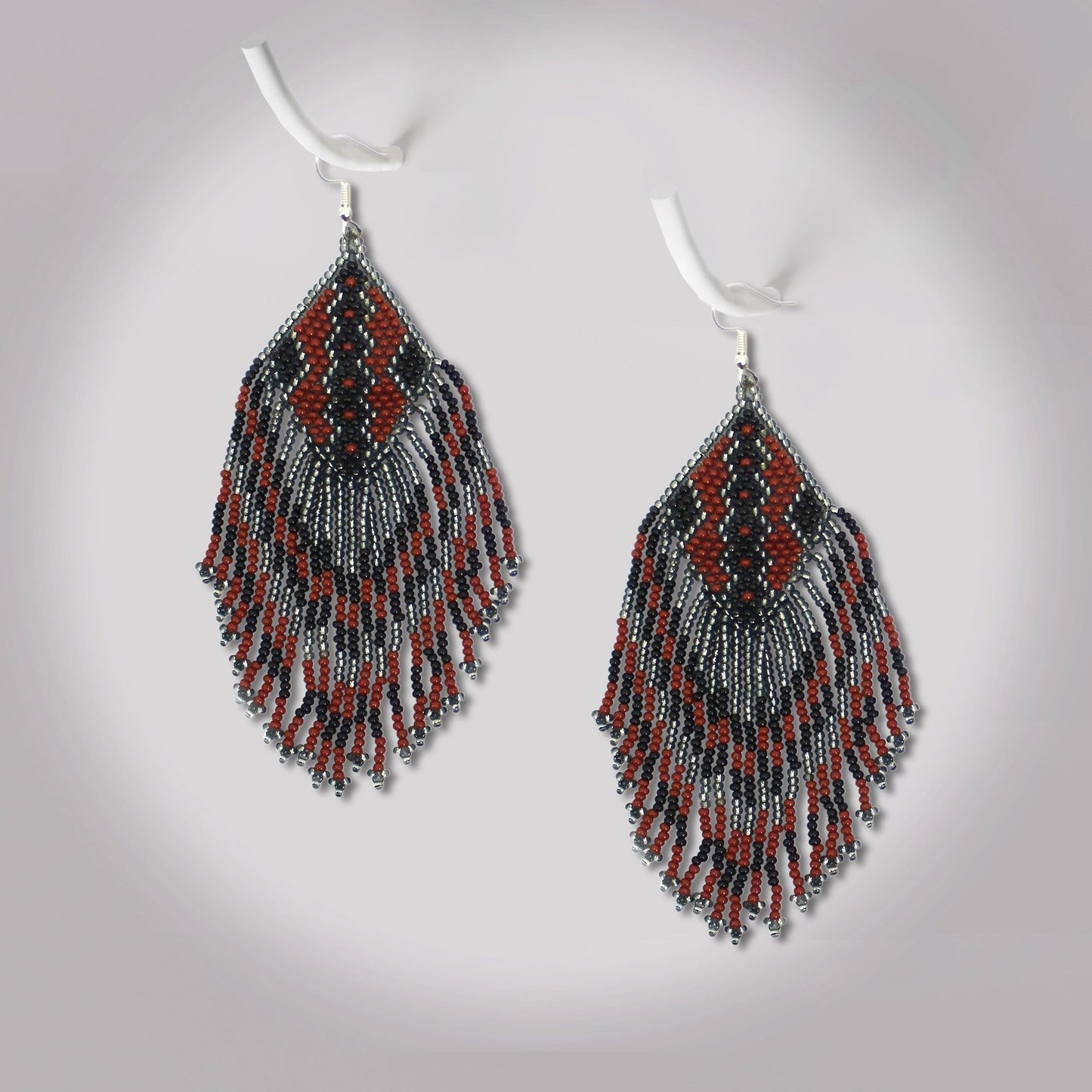 Brown Grey Beaded Handmade Earrings For Women
