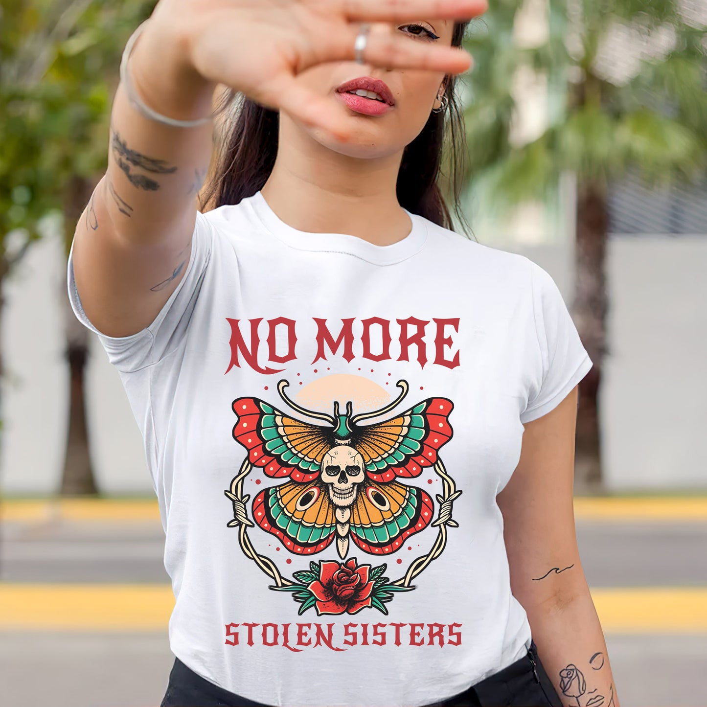No More Stolen Sisters Butterfly Skun - MMIW Unisex T-Shirt/Hoodie/V-Neck/Sweatshirt