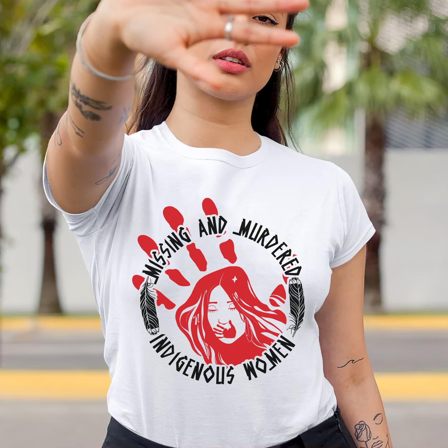 Missing and Murdered Indigenous Women WC22 - Red Hand Unisex T-Shirt/T-Shirt V-Neck/Hoodie/Sweatshirt