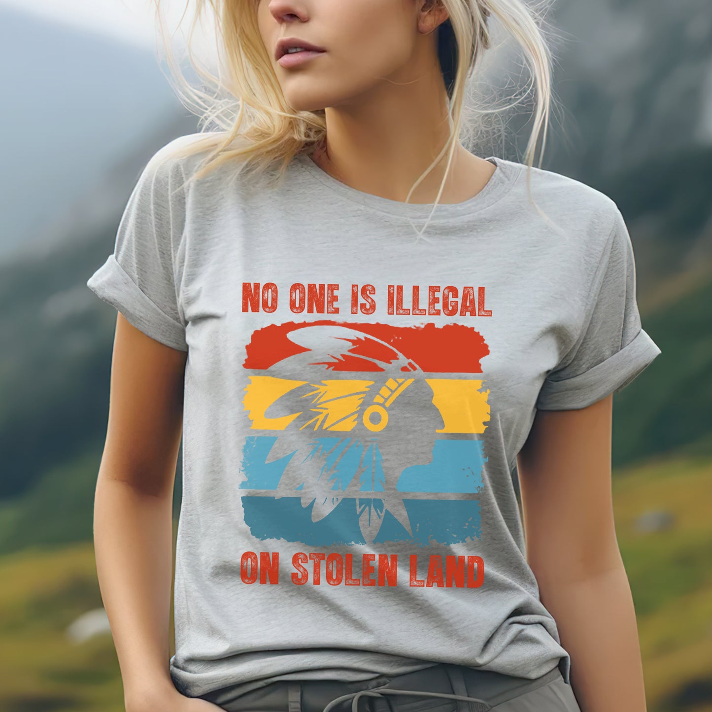 No One Is Illegal On Stolen Land - Native Land Unisex T-Shirt/Hoodie/V-Neck/Sweatshirt