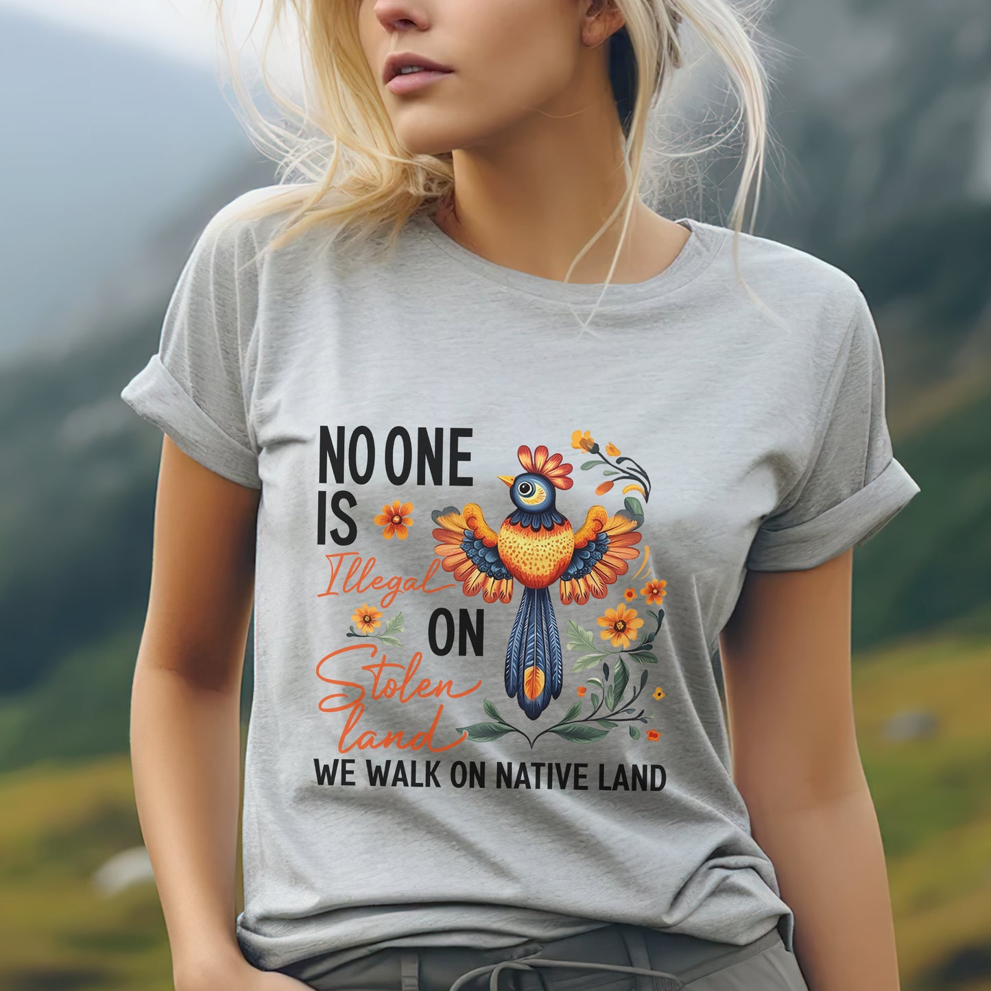 NO ONE IS ILLEGAL ON STOLEN LAND. WE WALK ON NATIVE LAND 24 - One sides - Unisex T-Shirt/T-Shirt V-Neck/Hoodie/Sweatshirt
