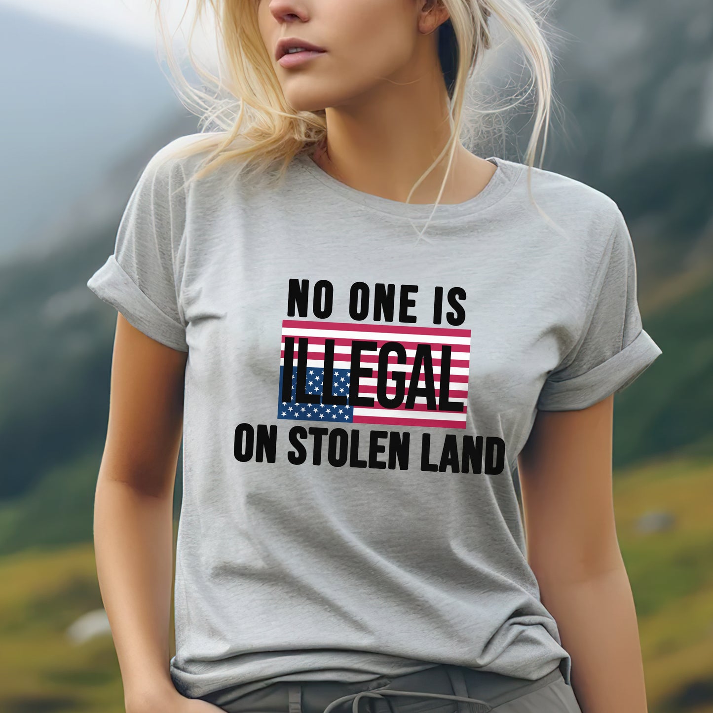 No One Is Illegal On Stolen Land Bold Statement Unisex T-Shirt/T-Shirt V-Neck/Hoodie/Sweatshirt
