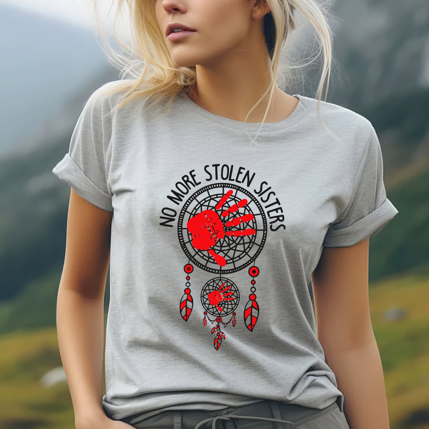 No More Stolen Sisters Red Handprint - MMIW Unisex T-Shirt/Hoodie/V-Neck/Sweatshirt
