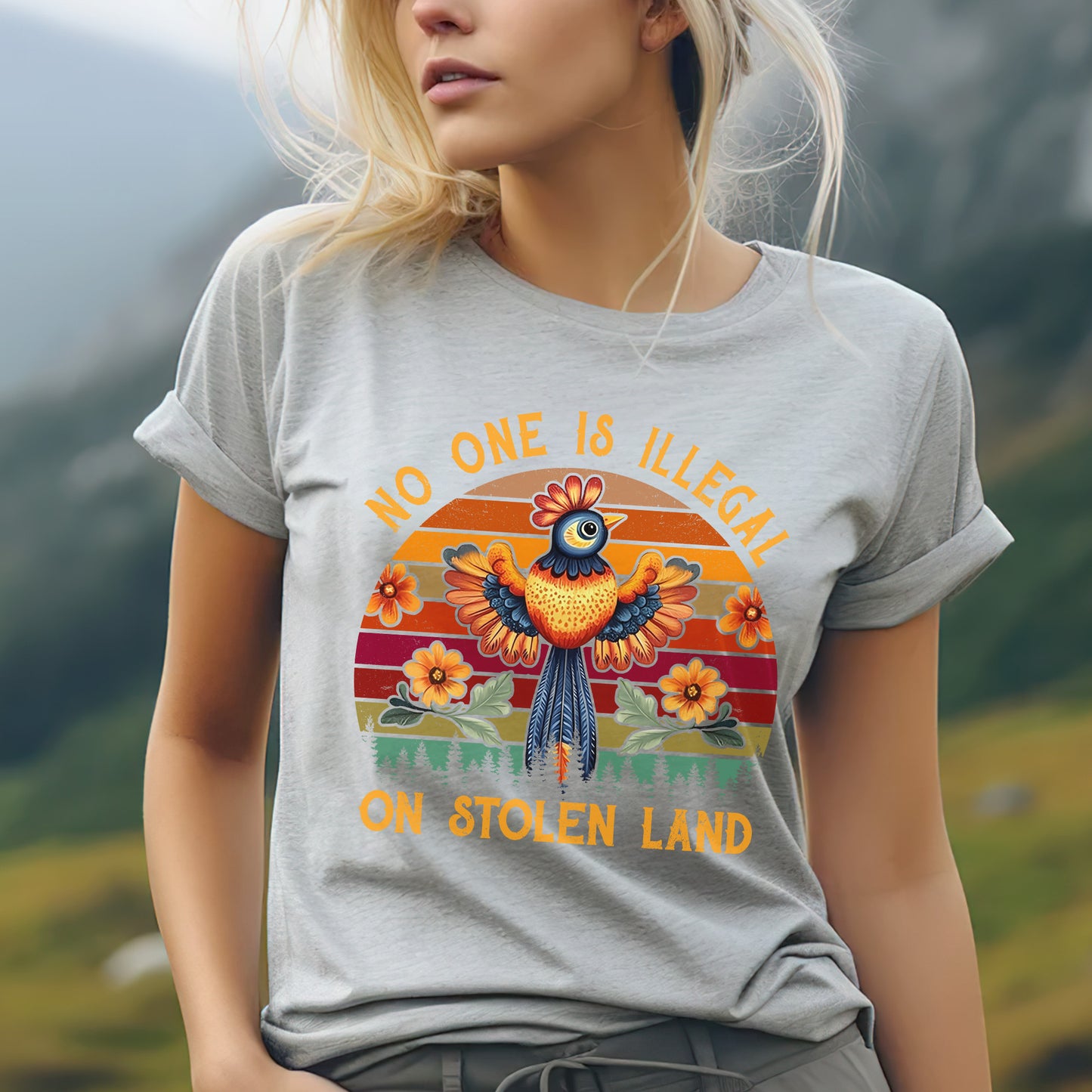 NO ONE IS ILLEGAL ON STOLEN LAND 25 - One sides - Unisex T-Shirt/T-Shirt V-Neck/Hoodie/Sweatshirt