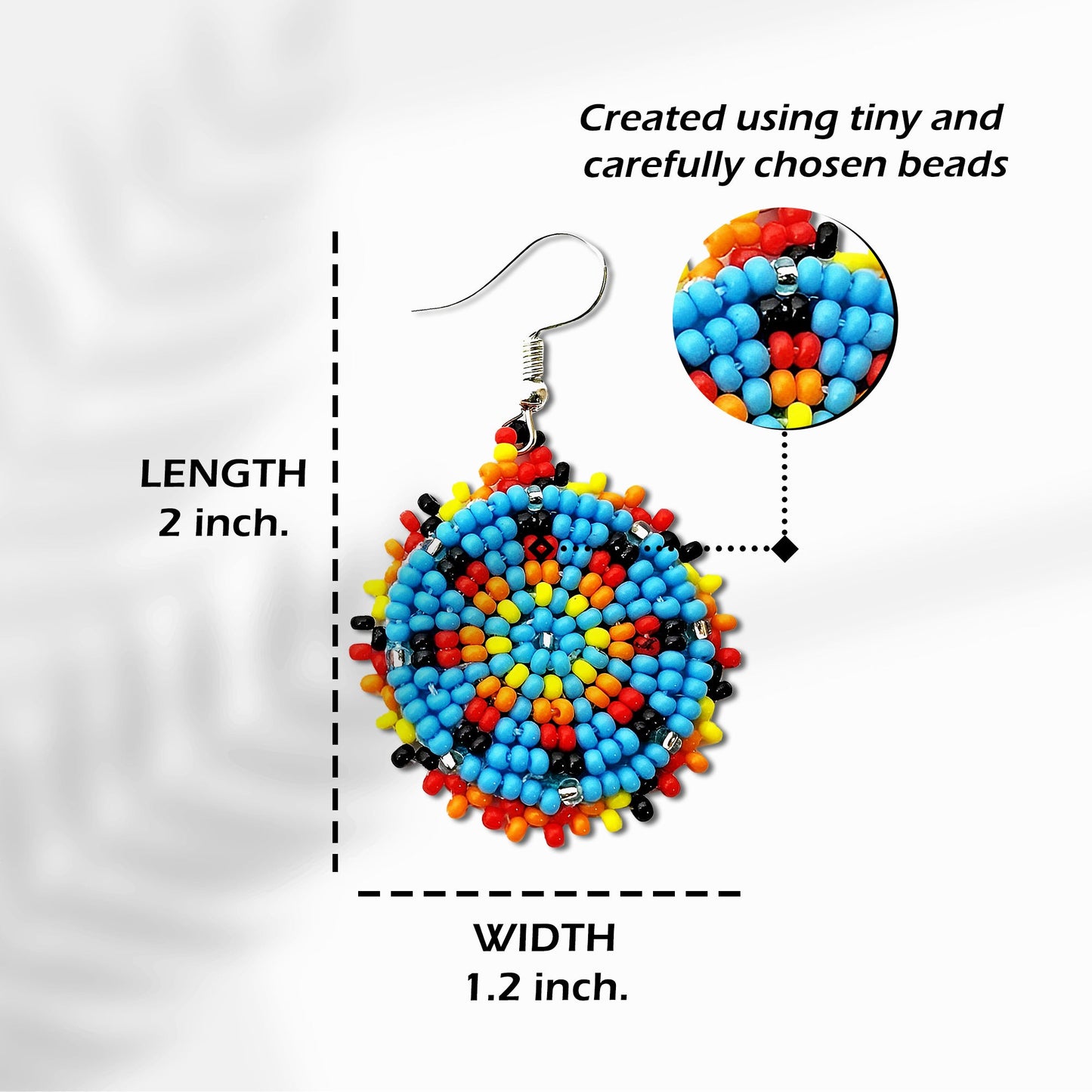 Cute Round Turquoise Blue Beaded Handmade Earrings For Women