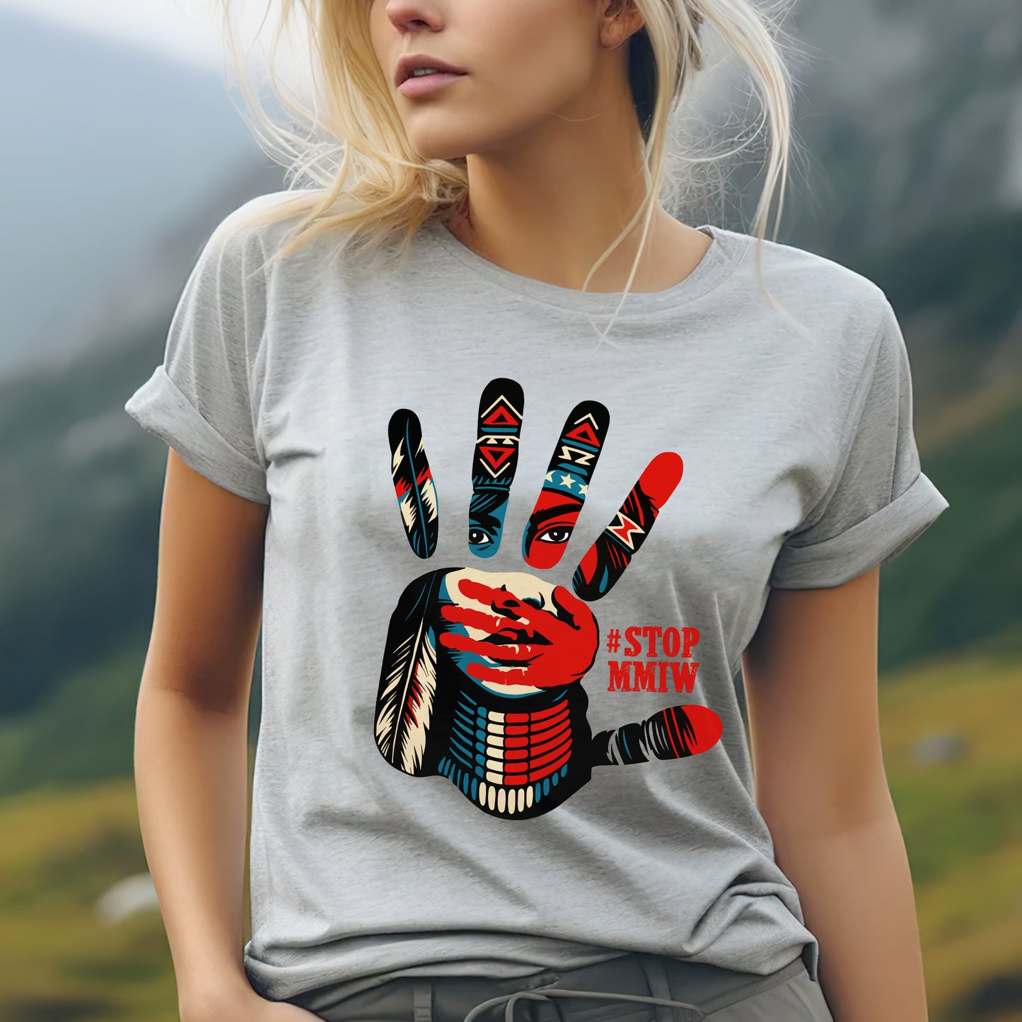 Stop Red Handprint - MMIW Unisex T-Shirt/Hoodie/V-Neck/Sweatshirt