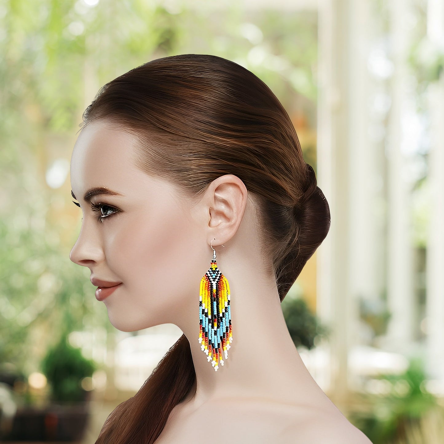 Multi-Color Hook Beaded Handmade Earrings For Women