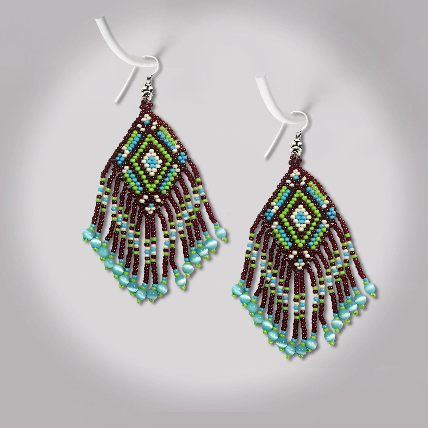 Brown Seed Bead Pattern Beaded Handmade Earrings For Women