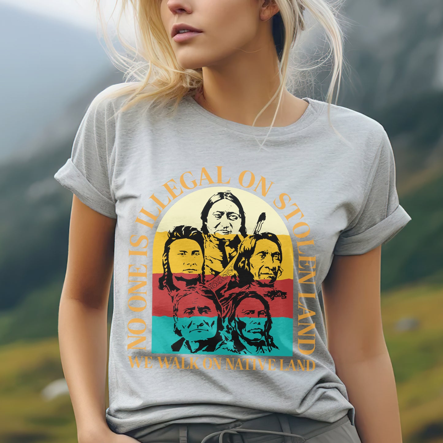 NO ONE IS ILLEGAL ON STOLEN LAND. WE WALK ON NATIVE LAND 16 - One sides - Unisex T-Shirt/T-Shirt V-Neck/Hoodie/Sweatshirt