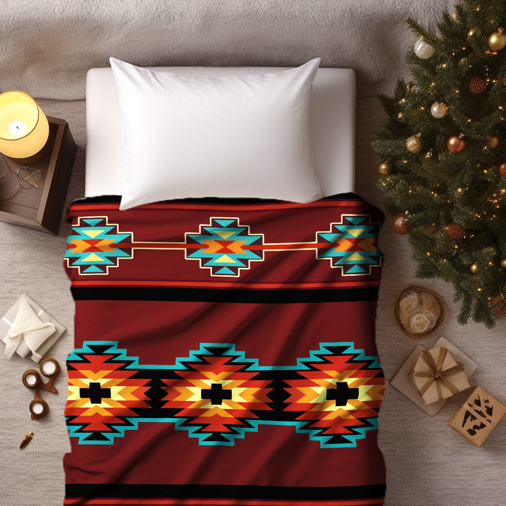 Native American Style Brown Pattern Soft and Warm Fleece Blanket