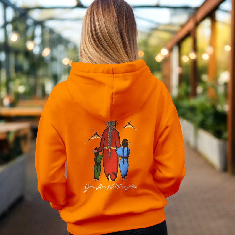 Every Child Matters Grandma With Grandniece Orange Indigenous Unisex Back T-Shirt/Hoodie/Sweatshirt
