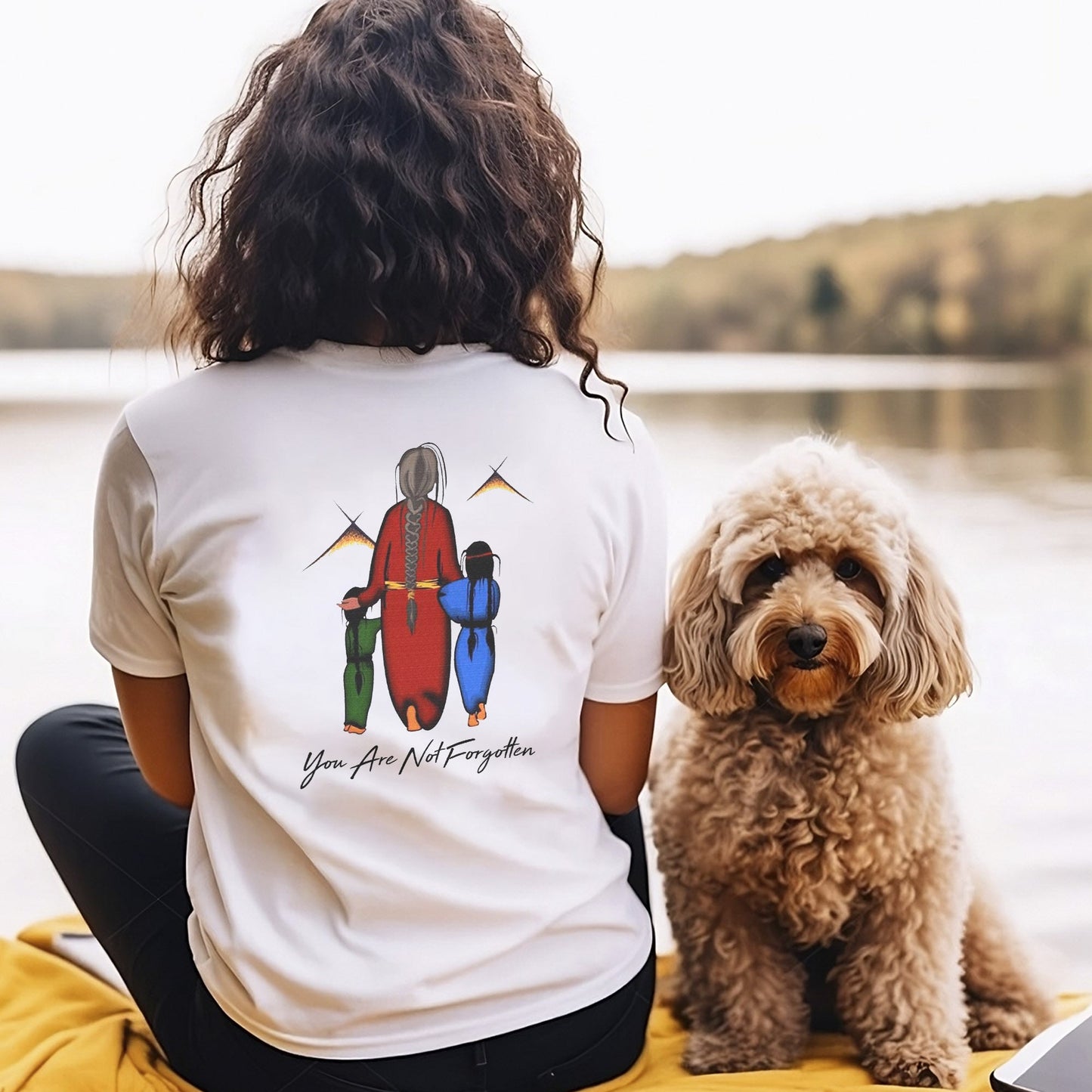 Every Child Matters Grandma With Grandniece Orange Indigenous Unisex Back T-Shirt/Hoodie/Sweatshirt