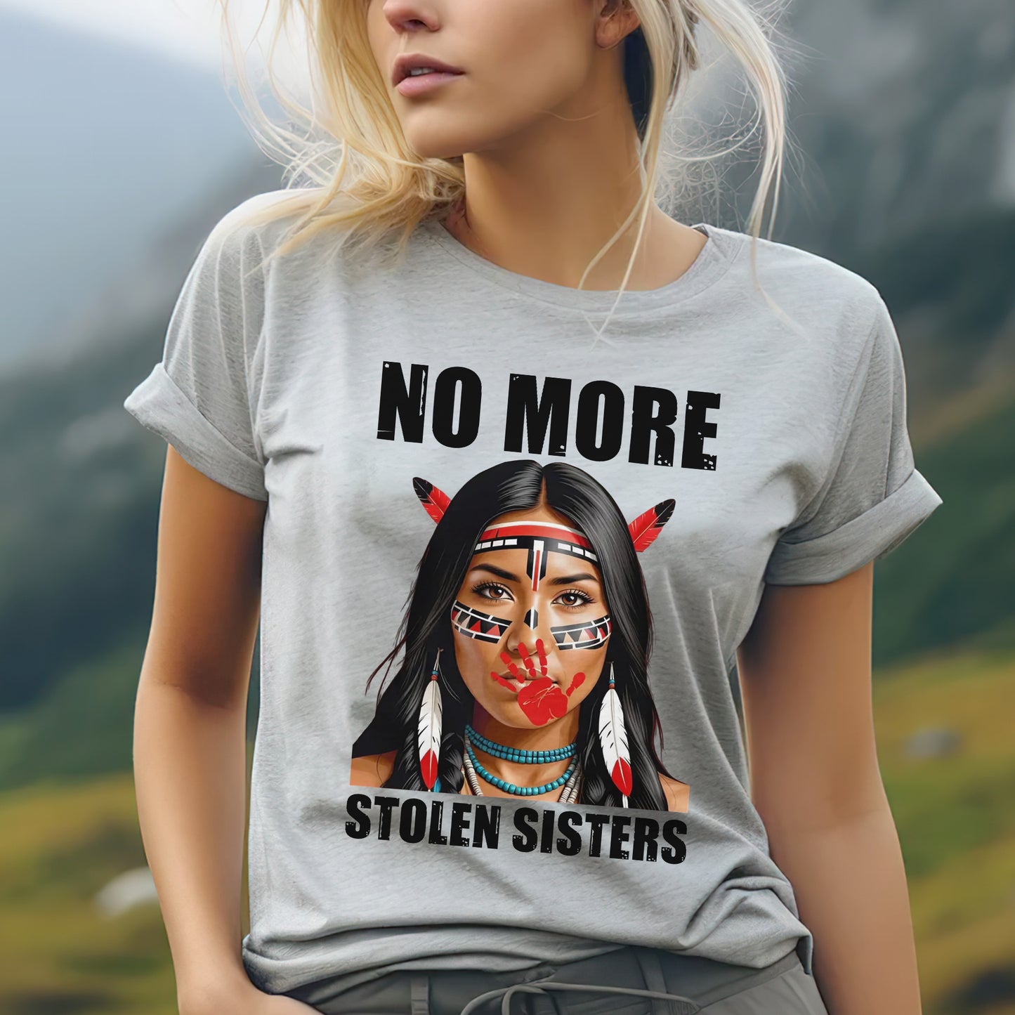 No More Stolen Sisters Red Hand - MMIW Unisex T-Shirt/Hoodie/V-Neck/Sweatshirt