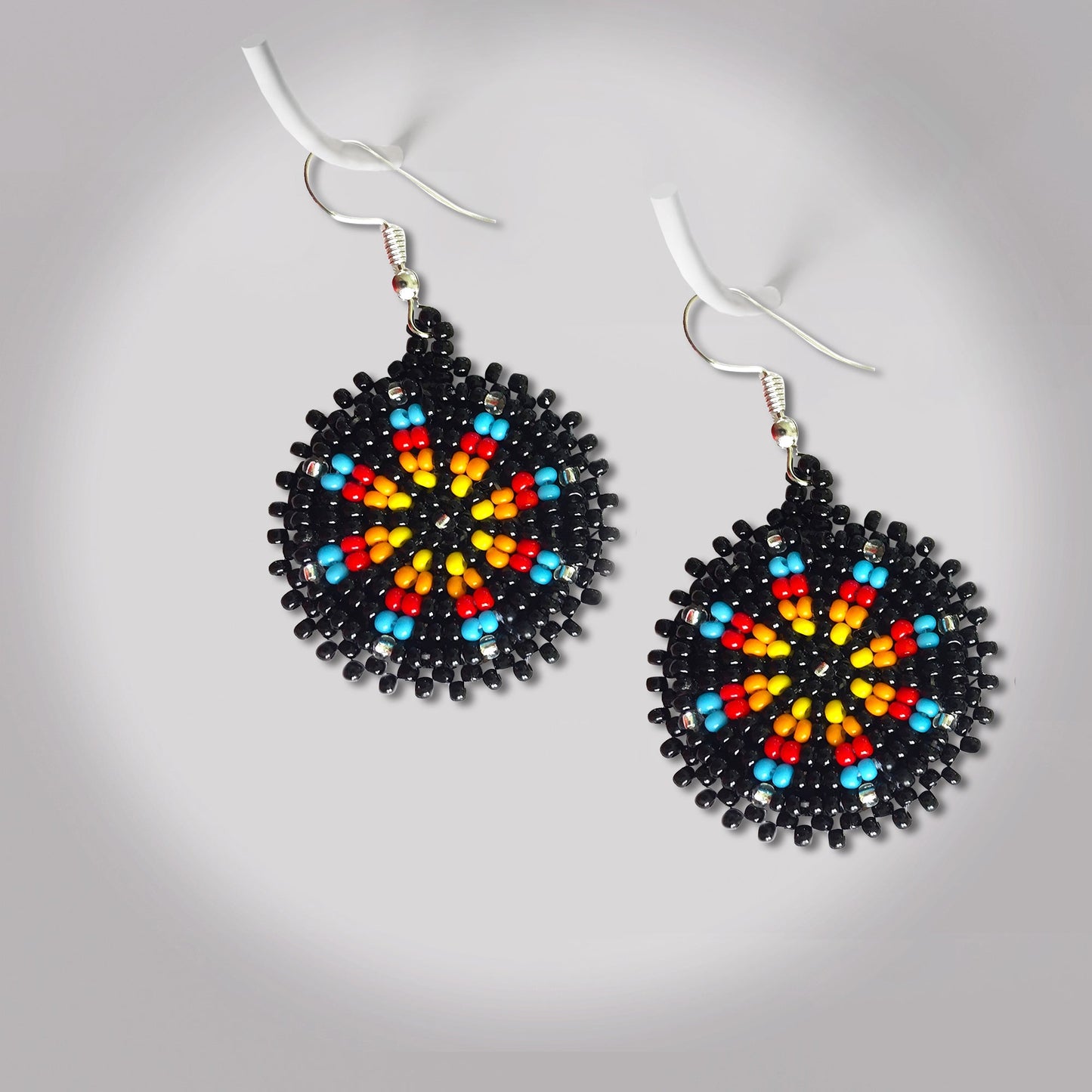 Cute Round Black Beaded Handmade Earrings For Women