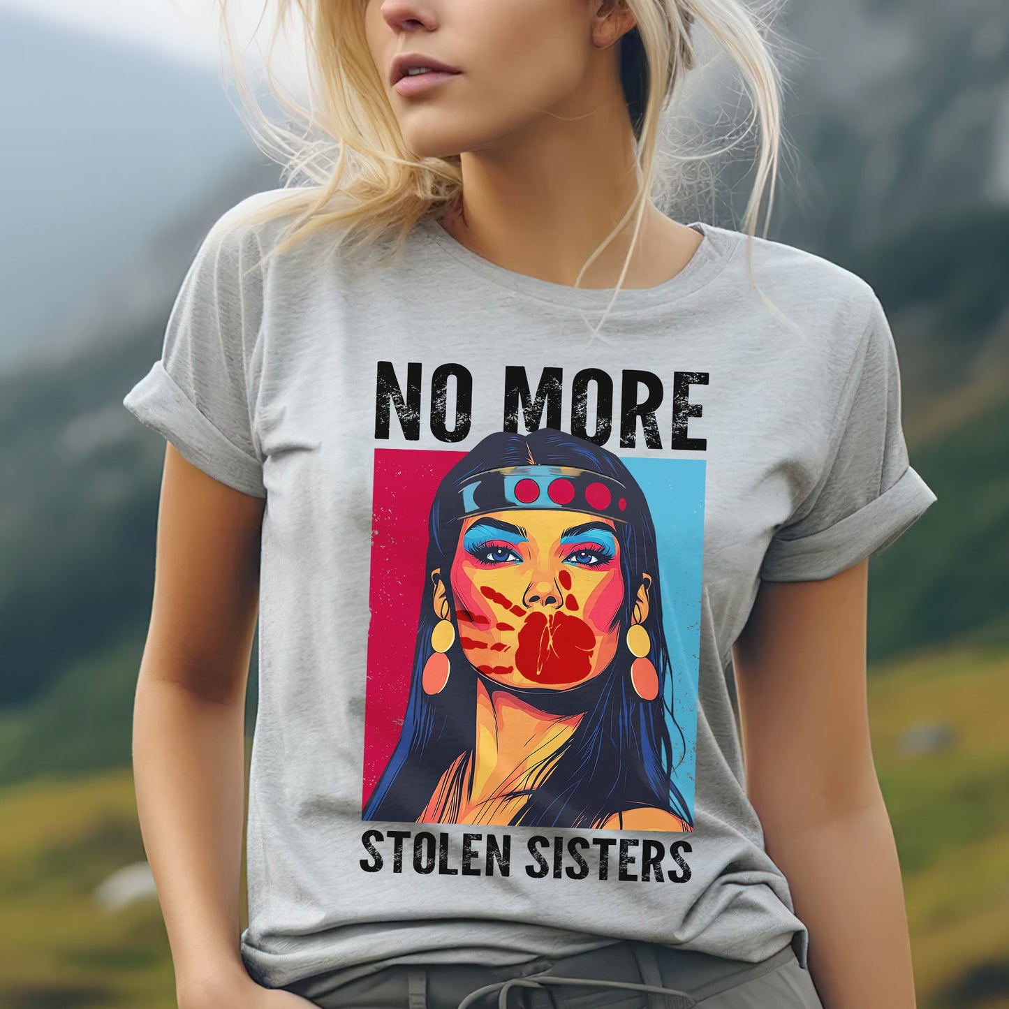 No More Stolen Sisters MMIW Graphic T-Shirt - Empowerment for Indigenous Women Unisex T-Shirt/T-Shirt V-Neck/Hoodie/Sweatshirt