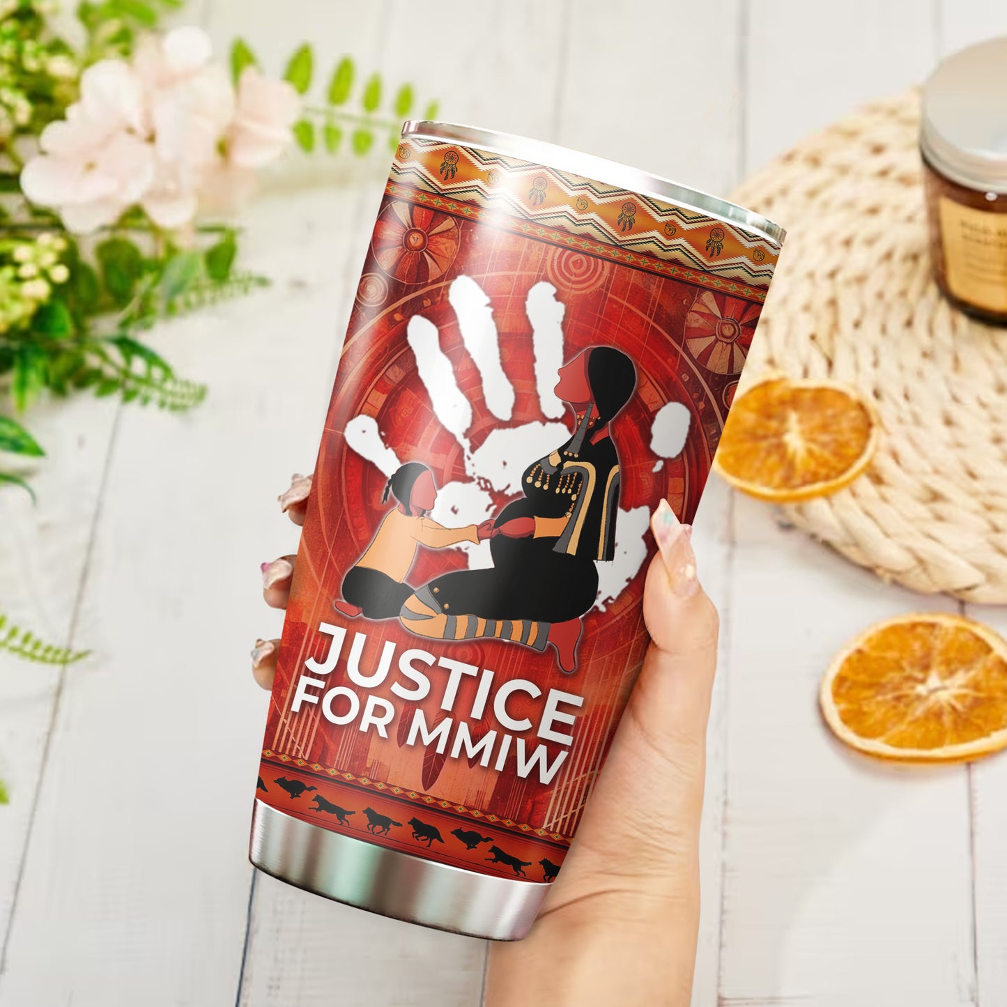 Justice For MMIW - Native American Stainless Steel Tumbler 015