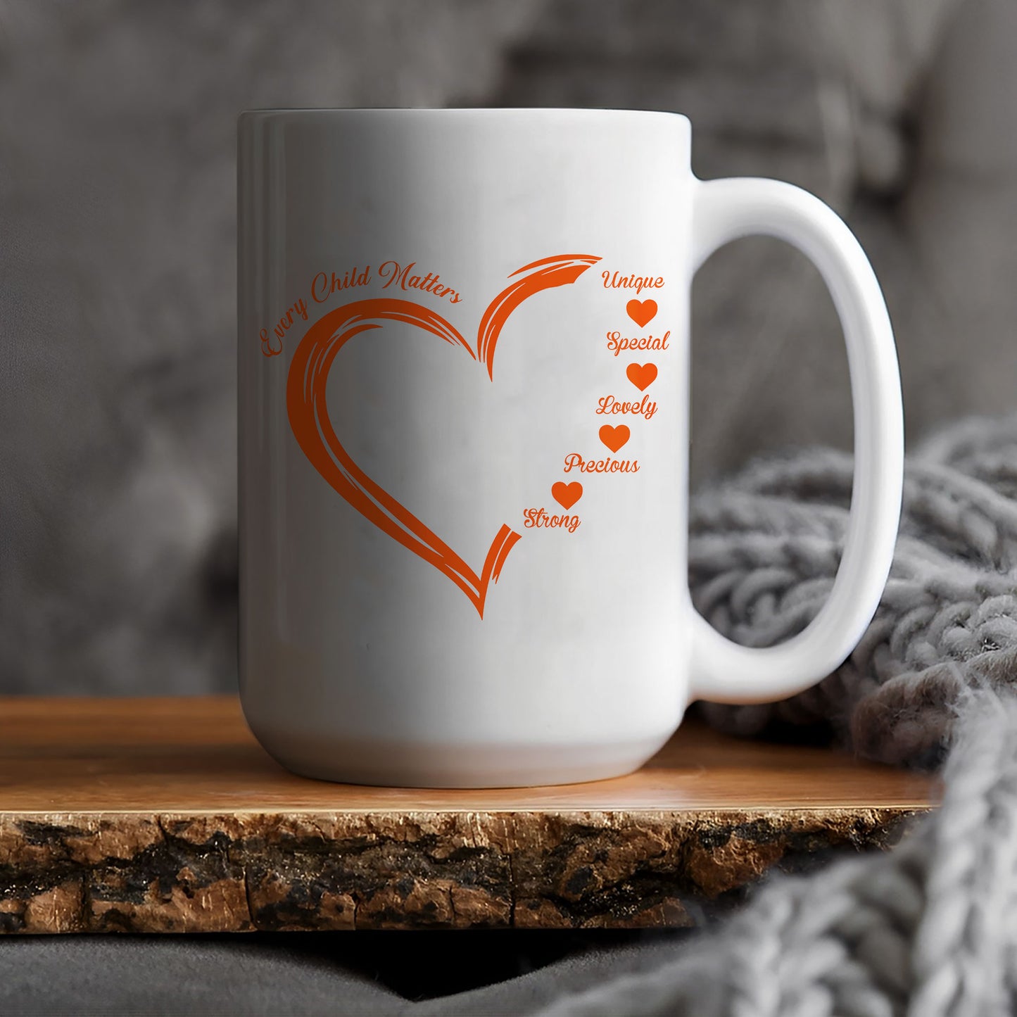 Every Child Matters Orange Heart Ceramic Coffee Mug - Native American Awareness Mug, Support for Indigenous Children