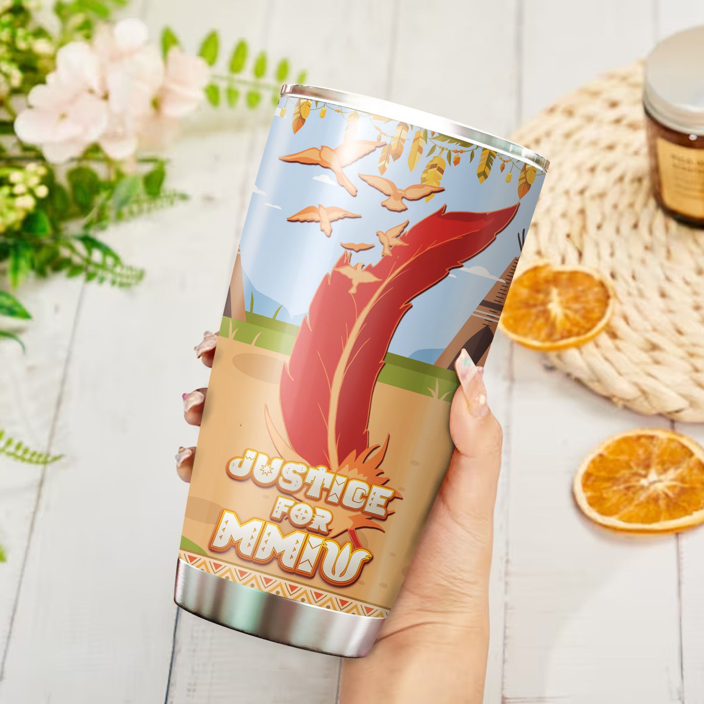 Justice For MMIW - Native American Stainless Steel Tumbler 018