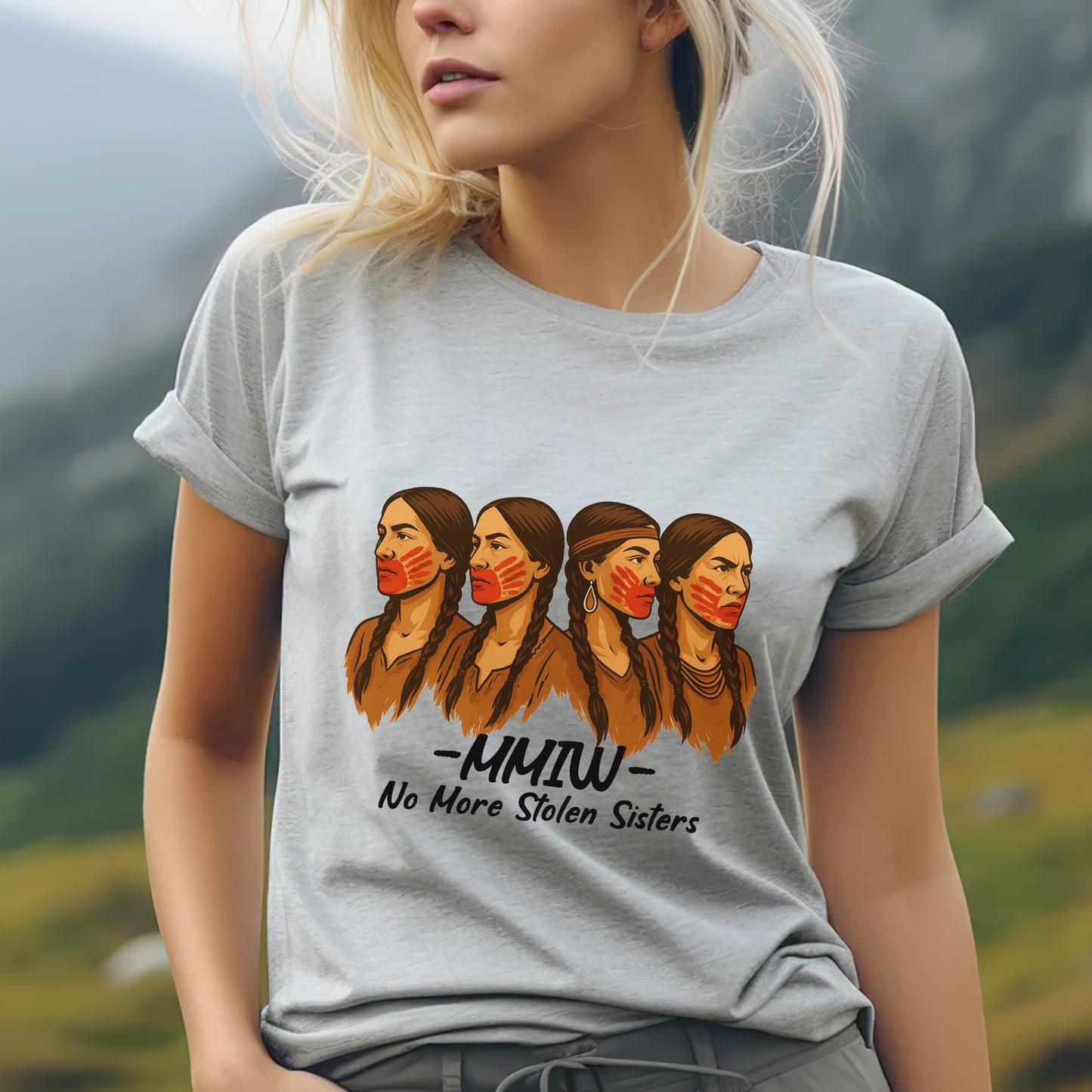 No More Stolen Sisters With Red Hand - MMIW Unisex T-Shirt/Hoodie/V-Neck/Sweatshirt