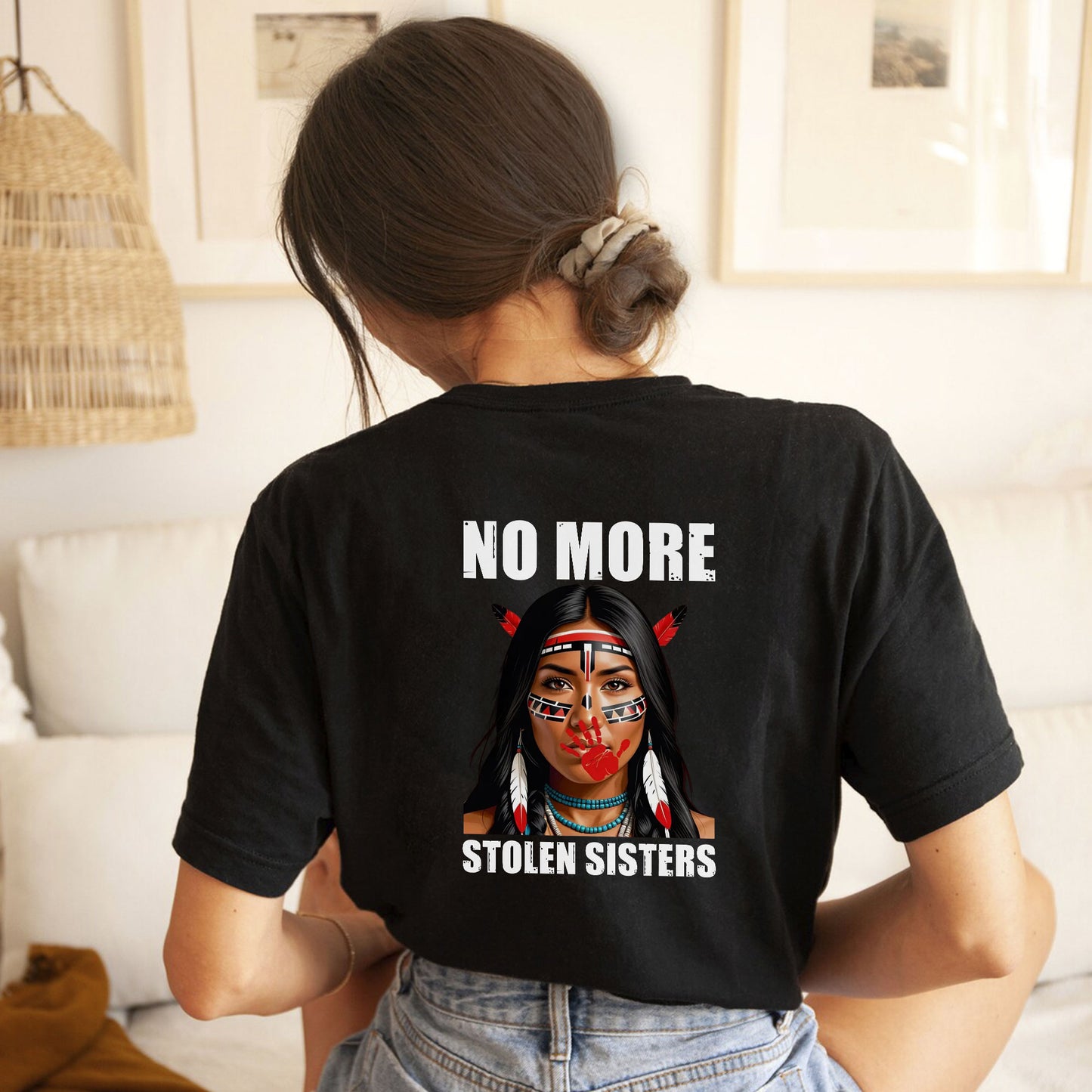 No More Stolen Sisters Indigenous Braided Hair Unisex - Two sides - T-Shirt/T-Shirt V-Neck/Hoodie/Sweatshirt