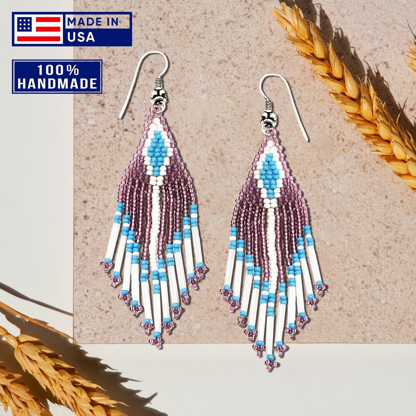 Purple Seed Beaded Handmade Earrings For Women