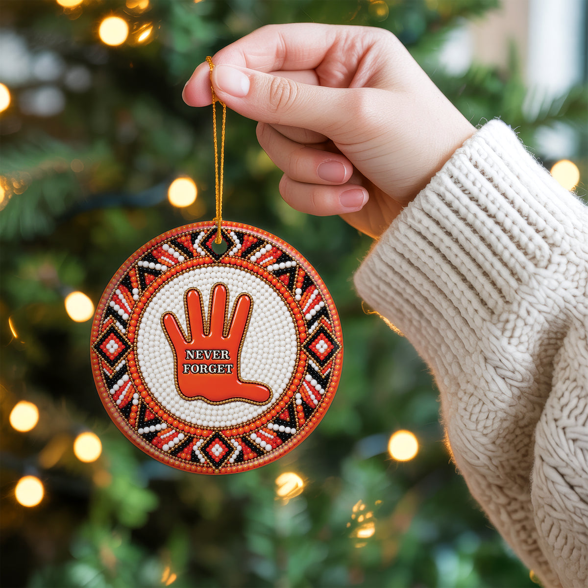 Never Forget Handprint Ceramic Ornament - Every Child Matters Gift Decor