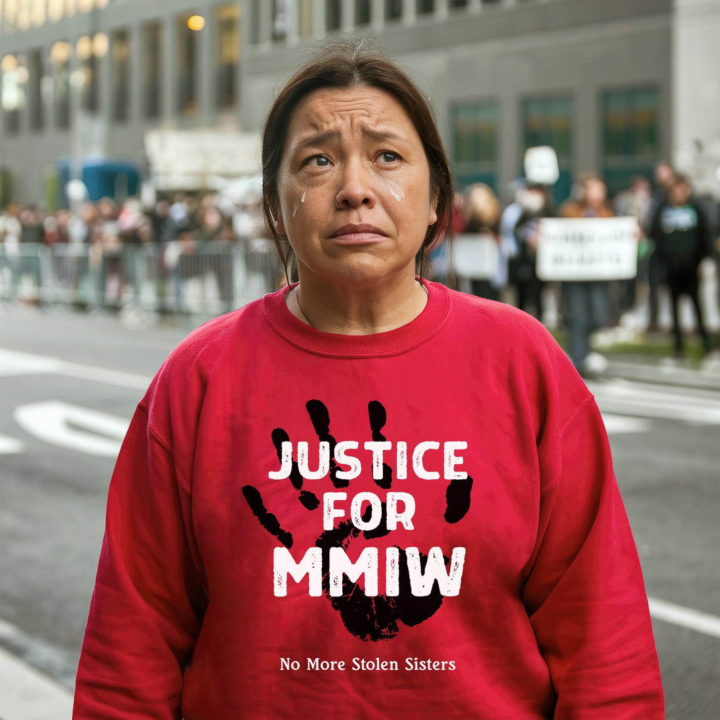 Justice for MMIW No More Stolen Sisters Red Hand Unisex T-Shirt/T-Shirt V-Neck/Hoodie/Sweatshirt