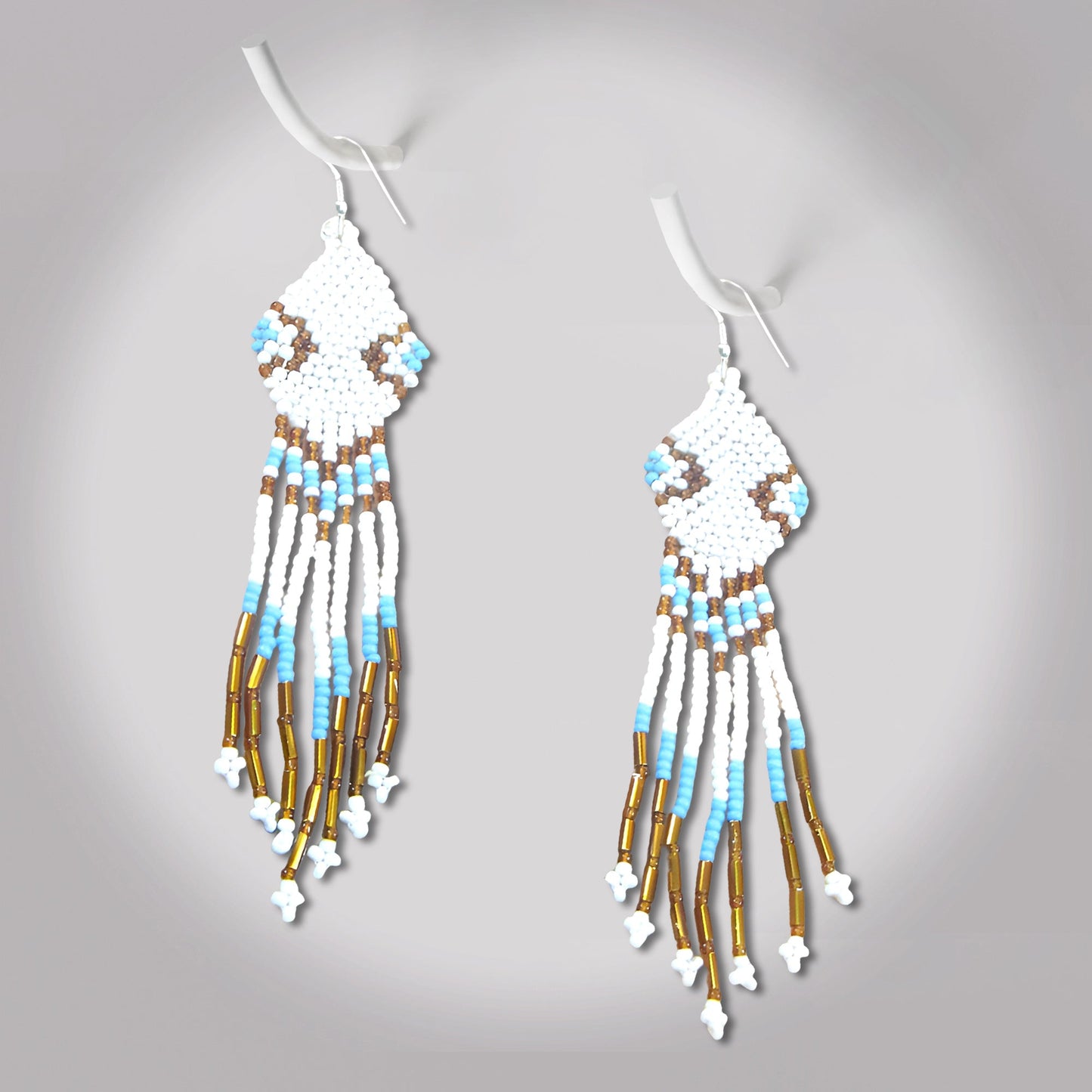 White Seed Beaded Handmade Earrings For Women