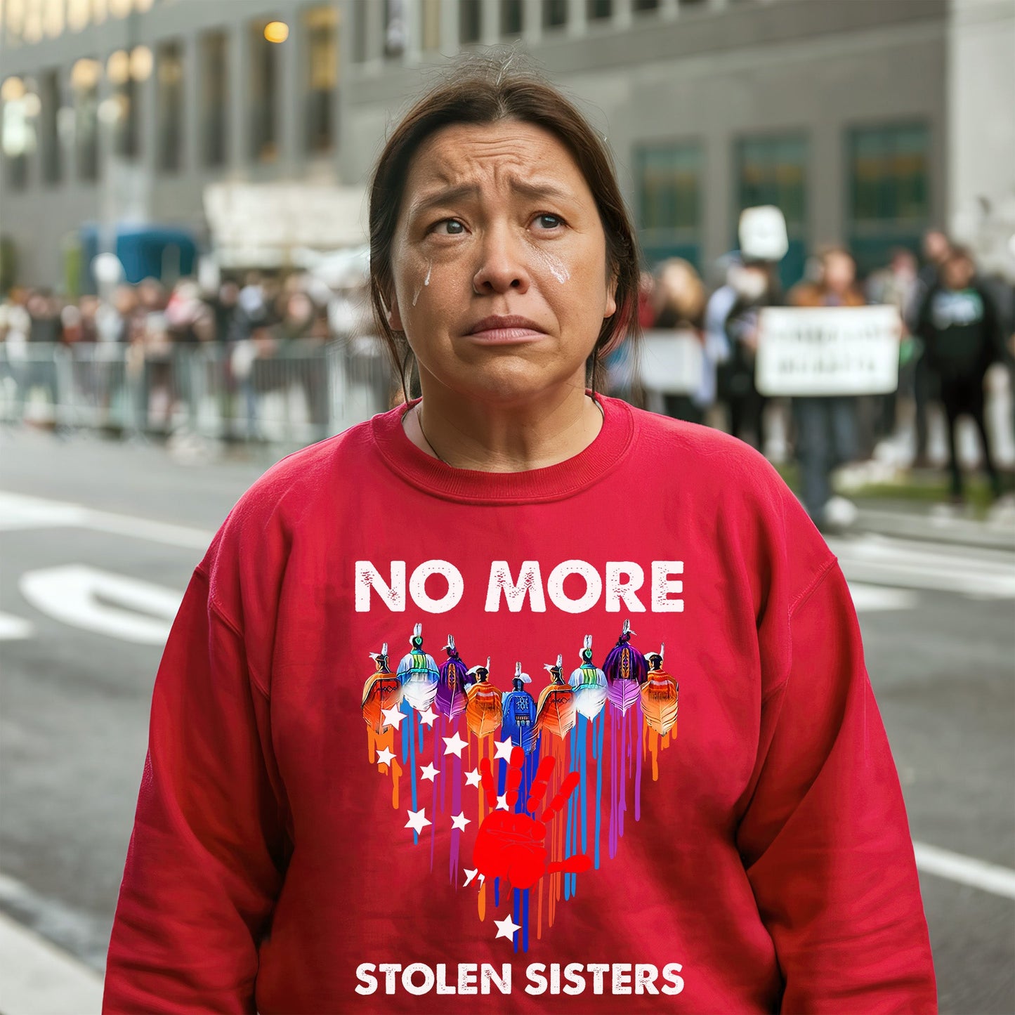 No More Stolen Sisters Red Hand Indigenous Women Awareness Unisex T-shirt/T-shirt V-Neck/Hoodie/Sweatshirt
