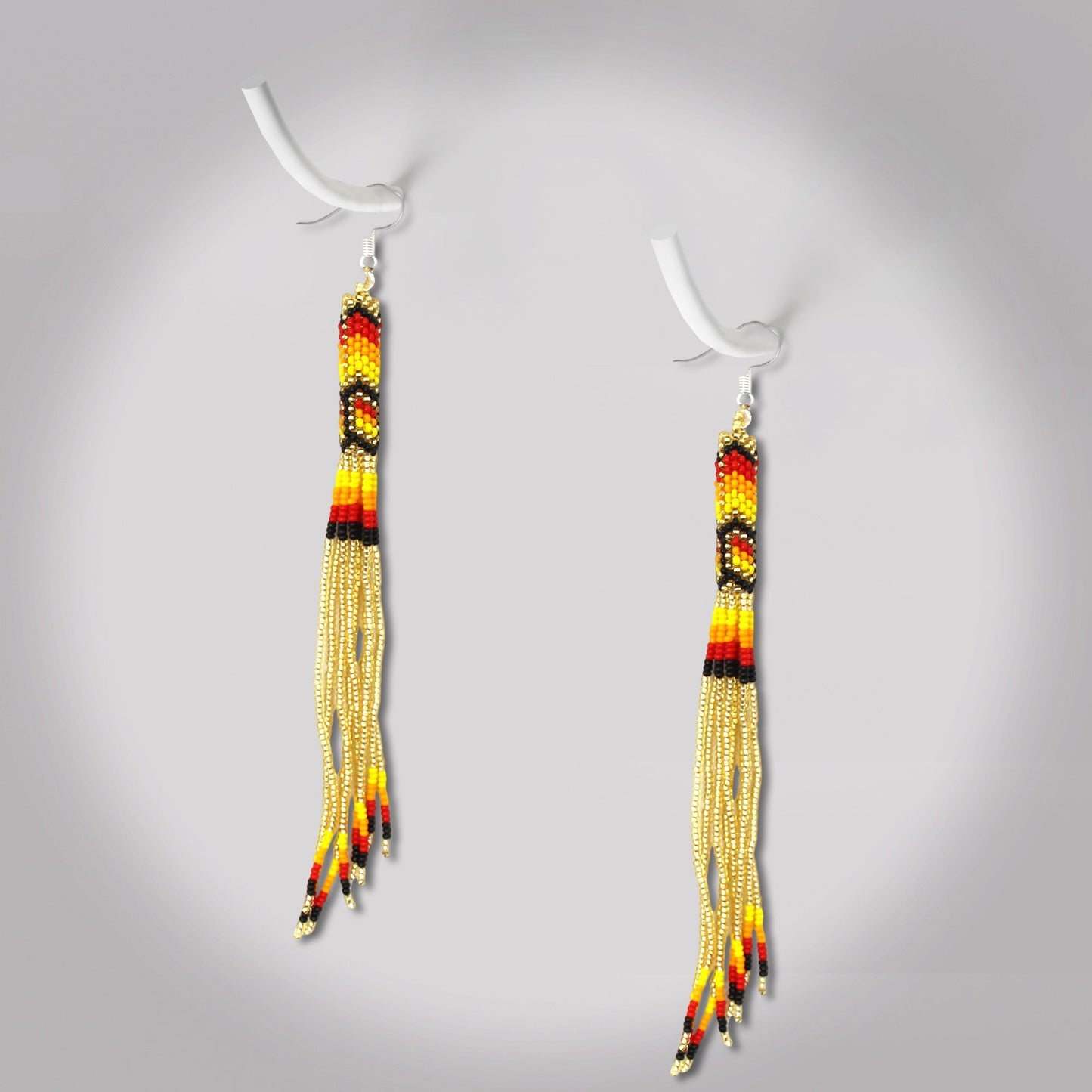 Gold Extra Long Pattern Beaded Handmade Earrings For Women Native Style