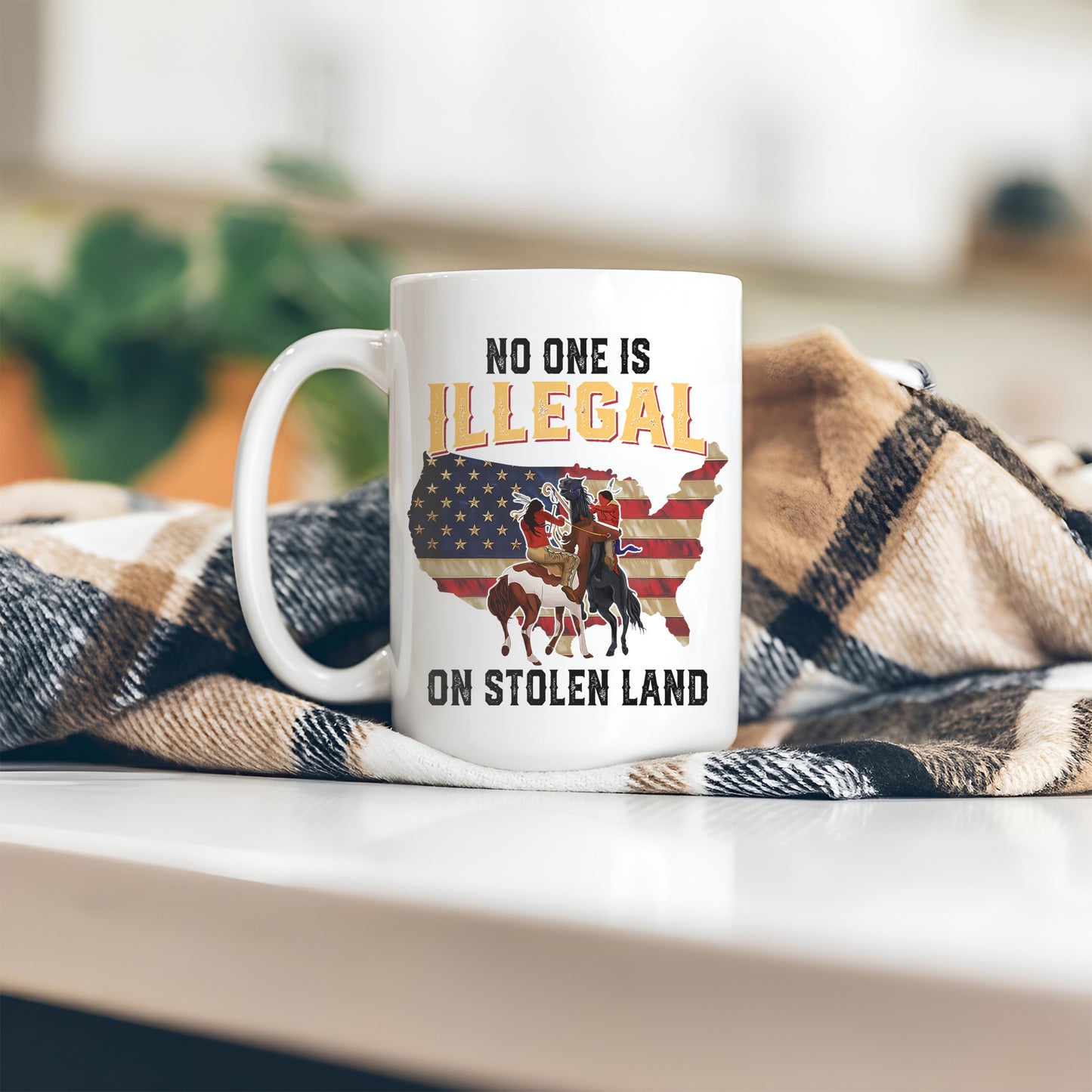 No One Is Illegal On Stolen Land Ceramic Coffee Mug 05