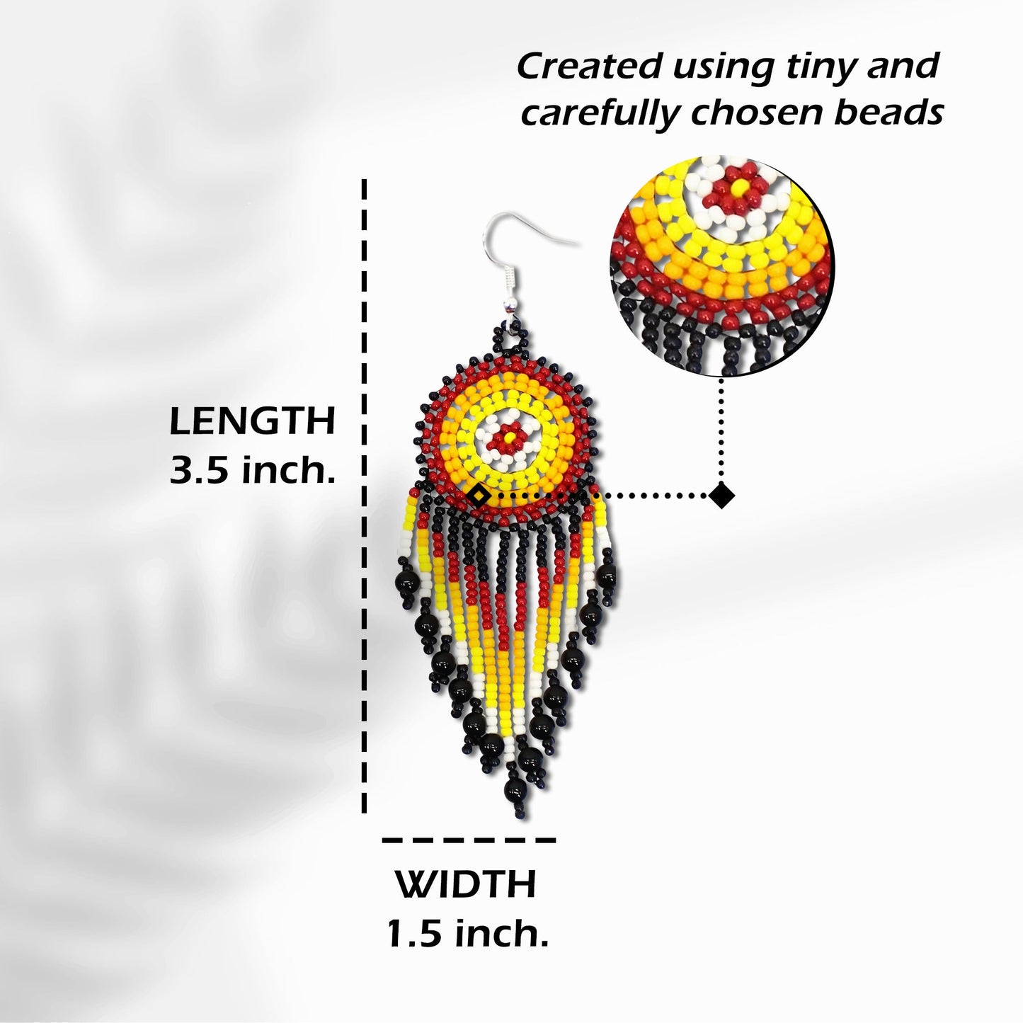 Black Medallion Beaded Handmade Earrings For Women