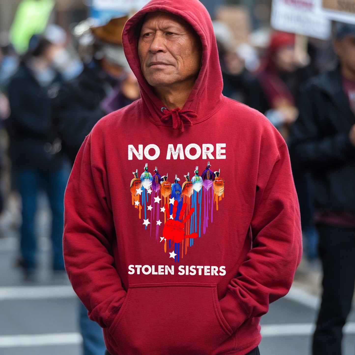 No More Stolen Sisters Red Hand Indigenous Women Awareness Unisex T-Shirt/T-Shirt V-Neck/Hoodie/Sweatshirt