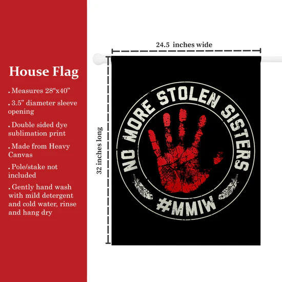No More Stolen Sisters MMIW - Native American Red Hand Flag Garden House Yard Decor for Outdoor
