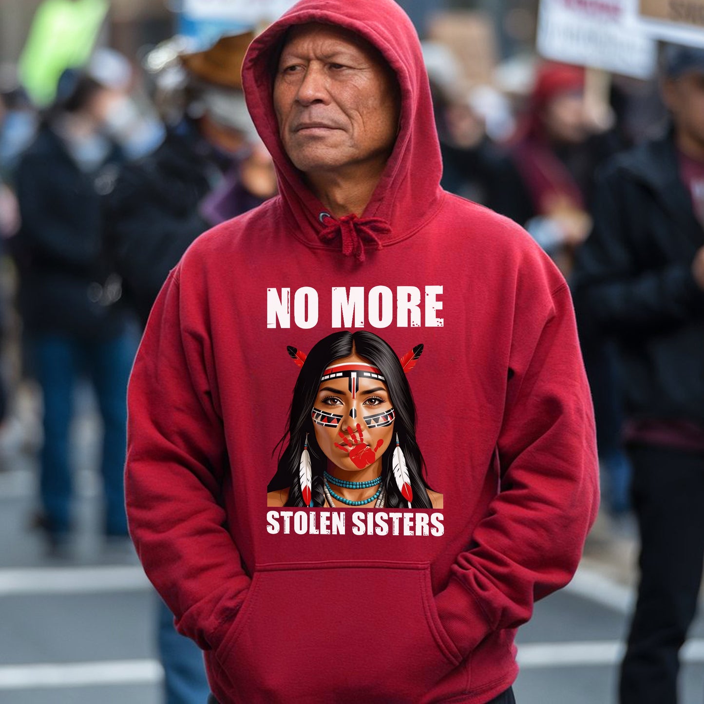 No More Stolen Sisters Red Hand - MMIW Unisex T-Shirt/Hoodie/V-Neck/Sweatshirt